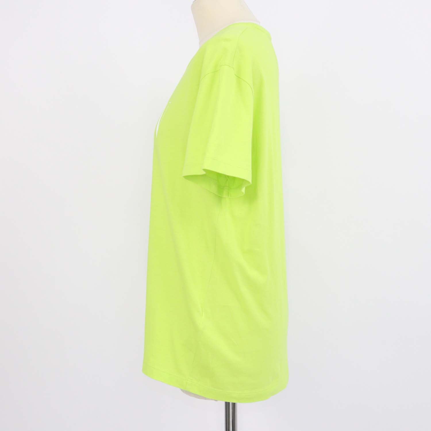 Valentino Yellow Green Cotton VLTN Print Crew Neck T-Shirt