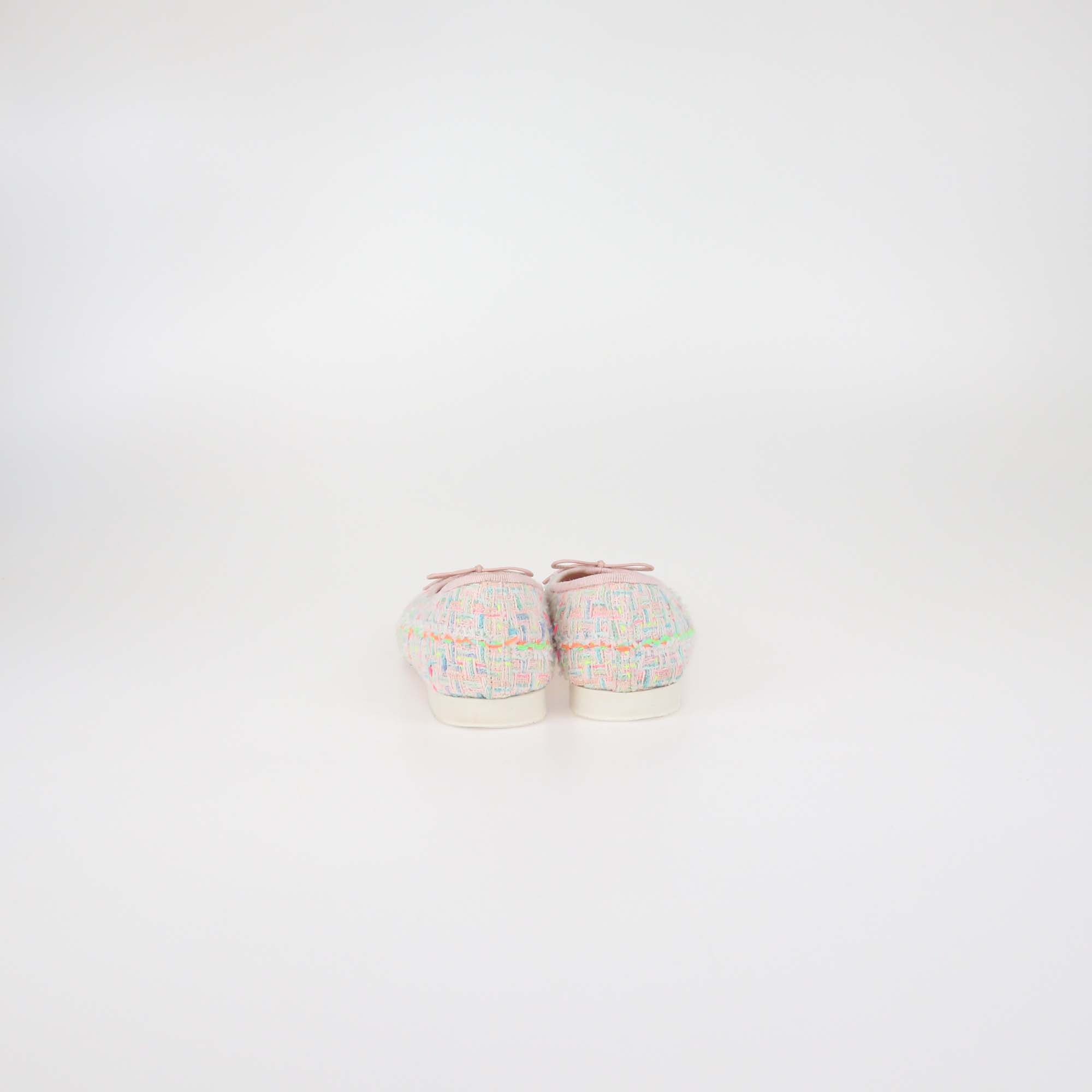 Chanel Multicolo Tweed & Patent Leather CC Cap Toe Ballet Flats