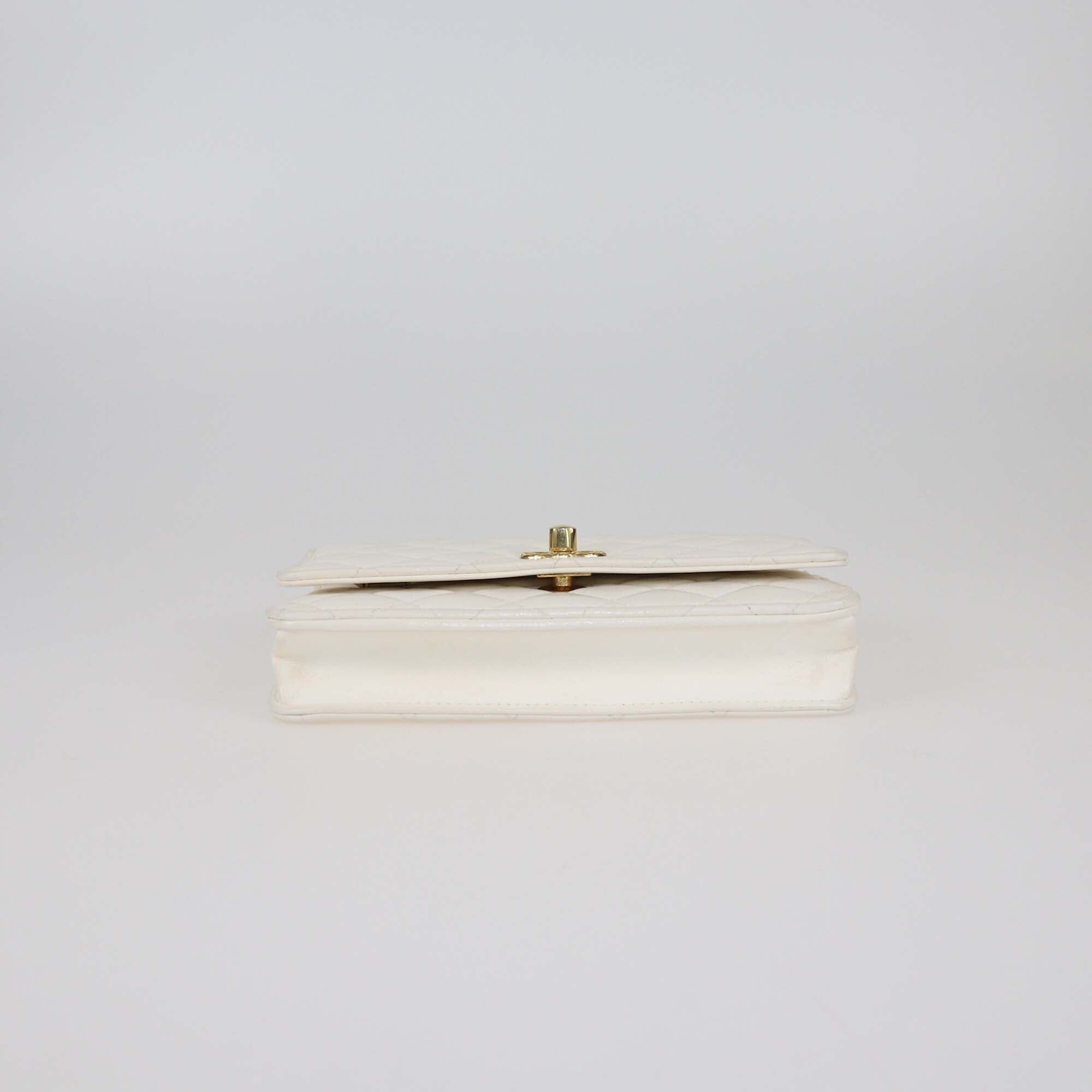 Chanel White Quilted Wallet On Chain Womens Chanel