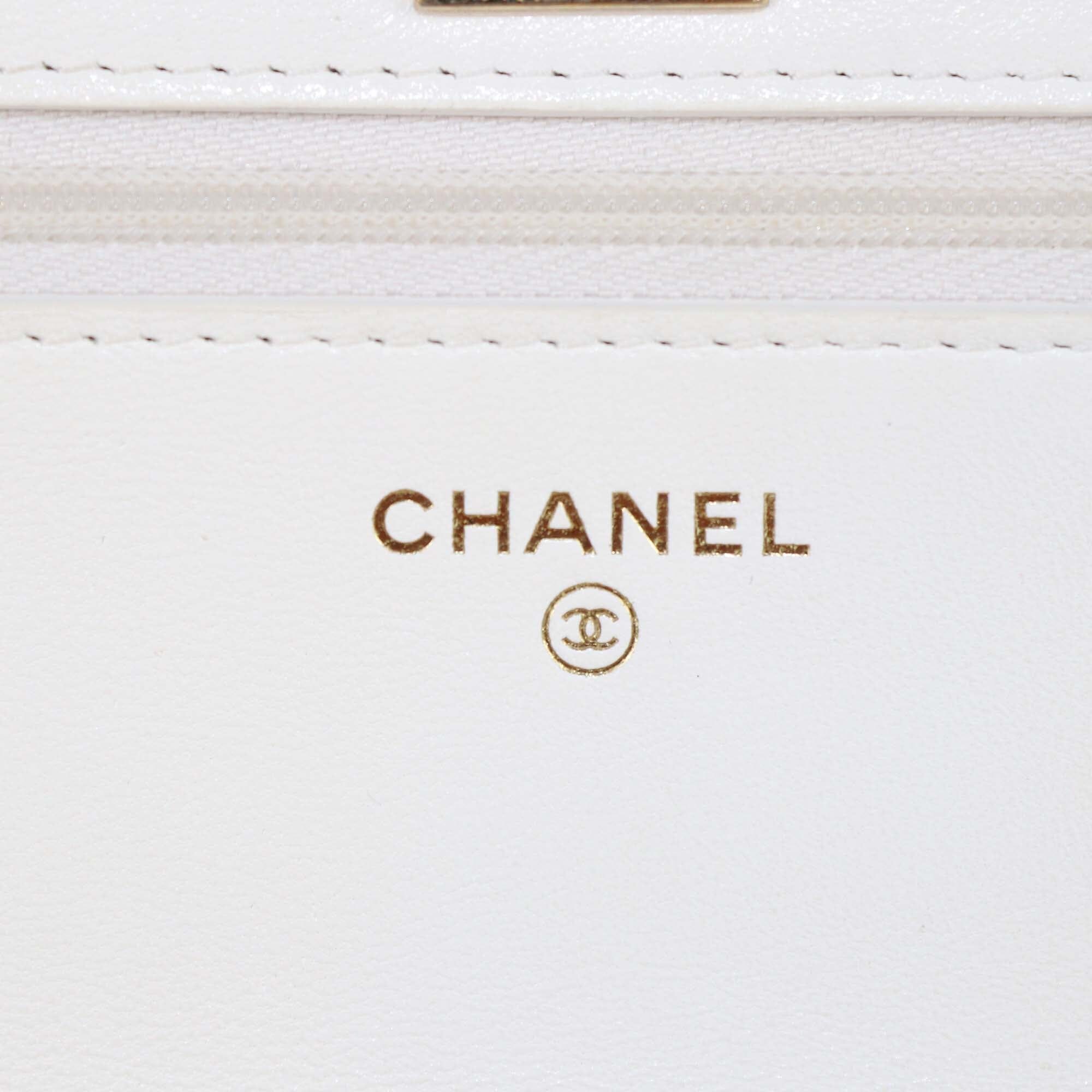 Chanel White Quilted Wallet On Chain Womens Chanel