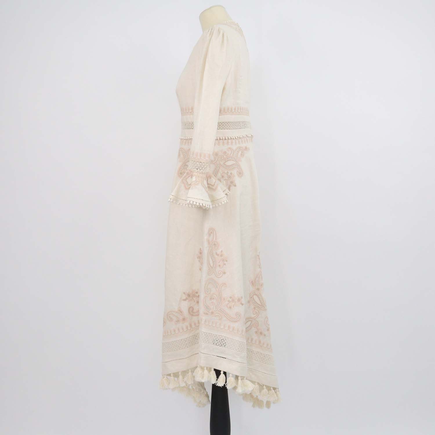 Zimmermann Beige Linen Estelle Paisley Long Dress