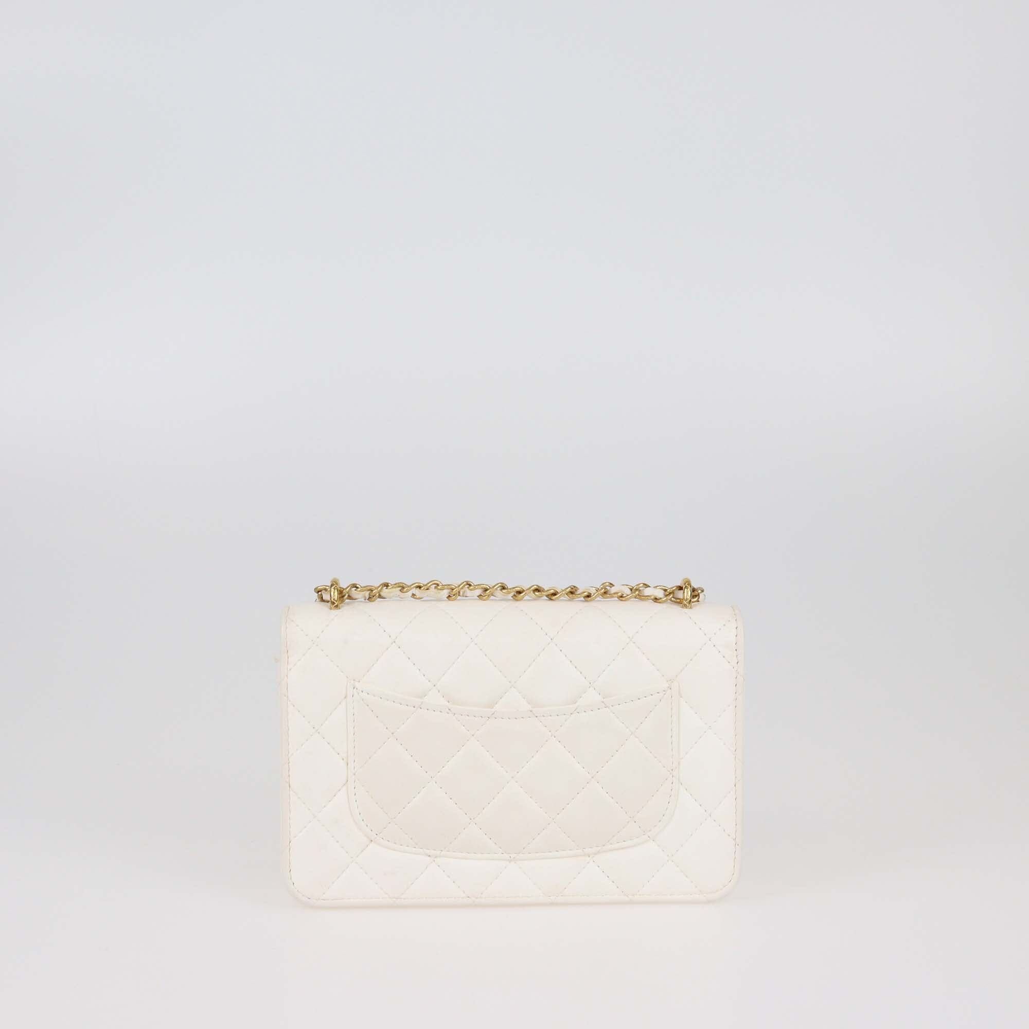 Chanel White Quilted Wallet On Chain Womens Chanel