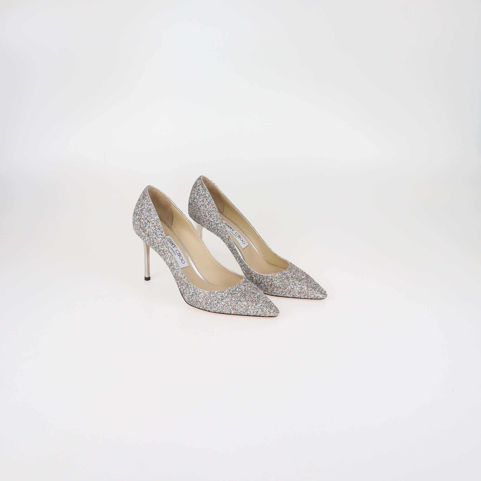 Jimmy Choo Multicolor Glitter Romy 85 Pumps