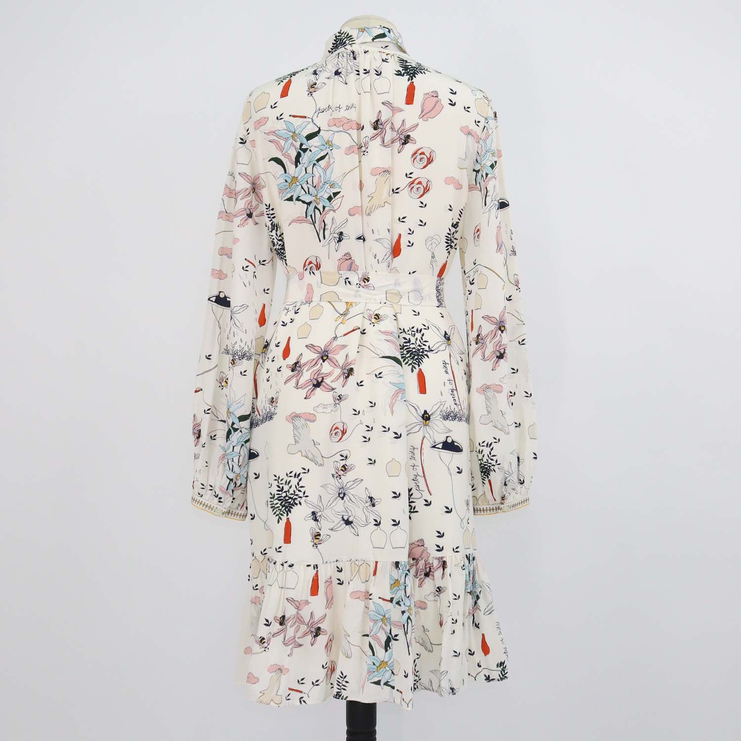 Tory Burch Multicolor Silk Poetry of Things Print Belted Shirt Dress