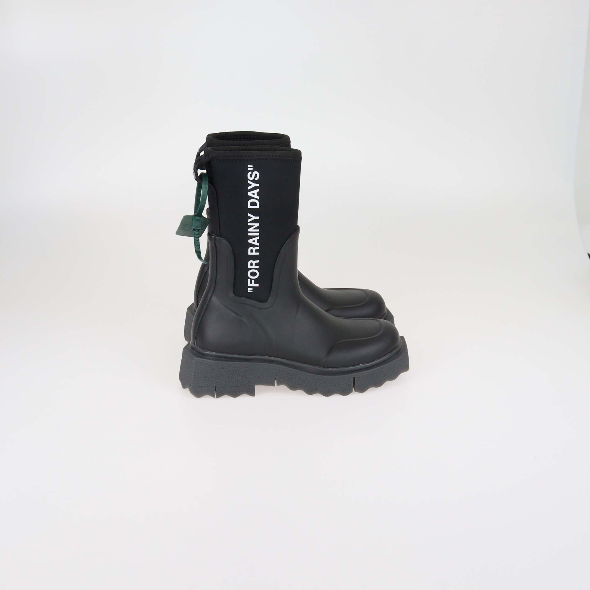 Off-White Black Rubber & Technical Fabric For Rainy Days Rain Boots
