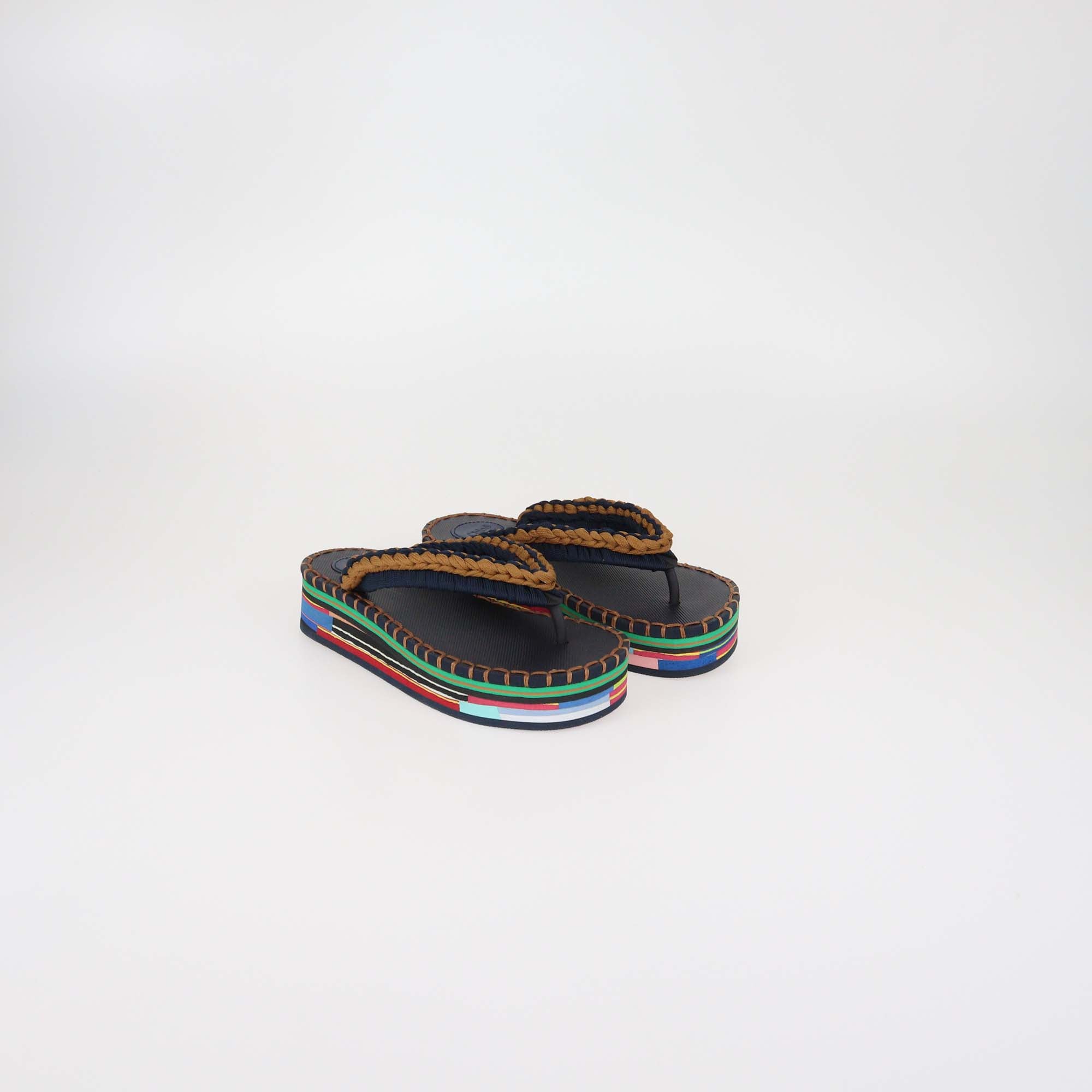 Chloe Multicolor Braided Fabric Lou Thong Sandals