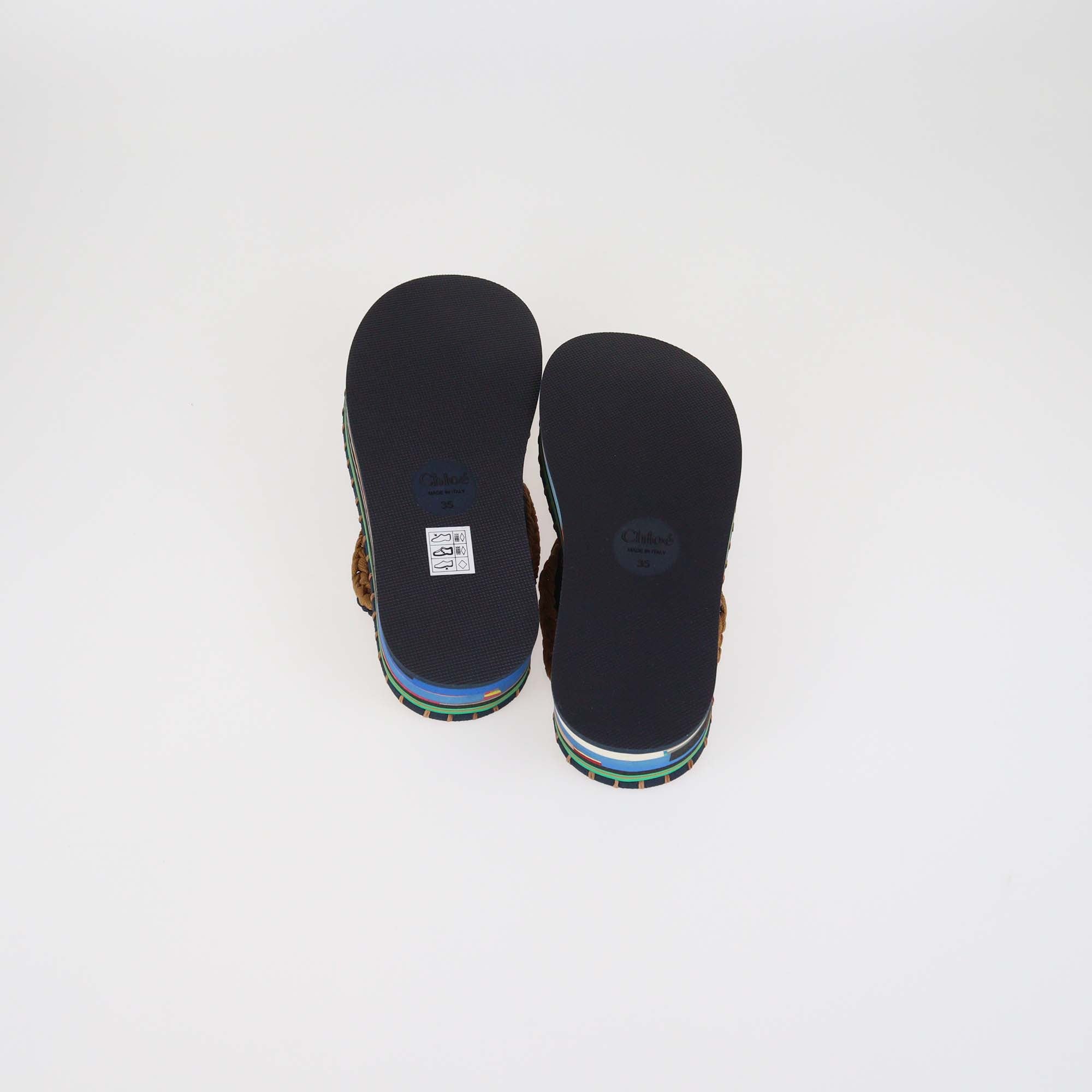 Chloe Multicolor Braided Fabric Lou Thong Sandals