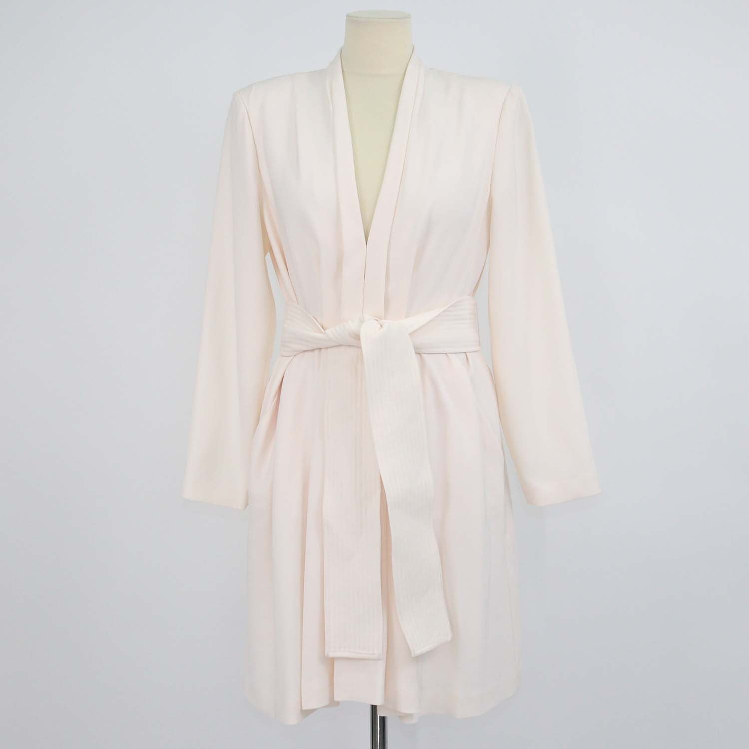 A.L.C. Light Pink Blend Polyester Long Sleeve Waist Tie Mini Dress