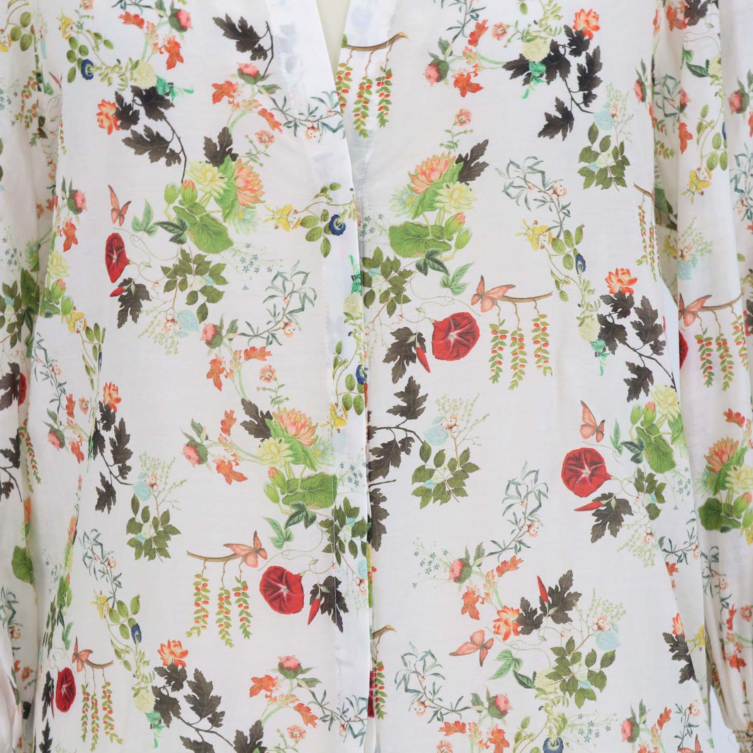Alice + Olivia Multicolor Cotton and Silk Printed V-Neck Blouse
