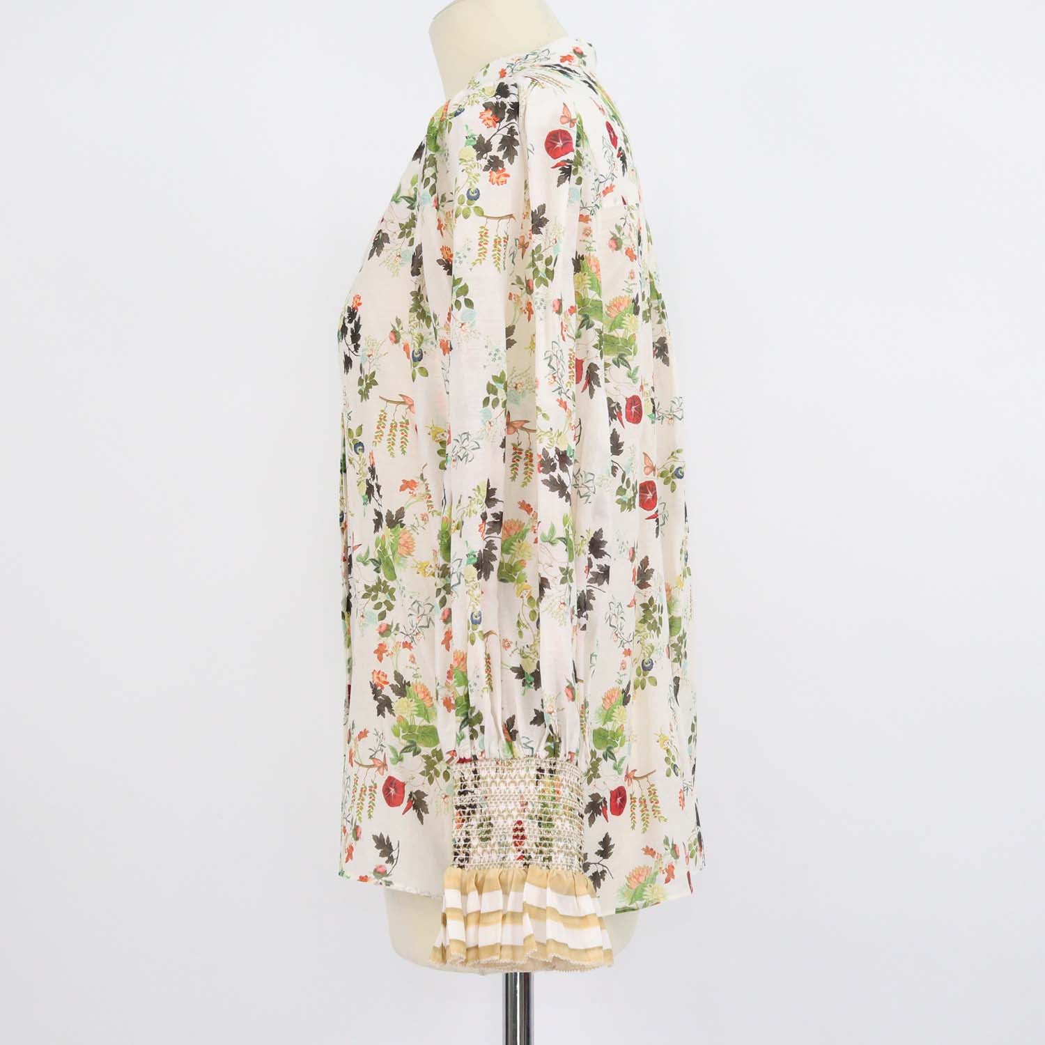 Alice + Olivia Multicolor Cotton and Silk Printed V-Neck Blouse
