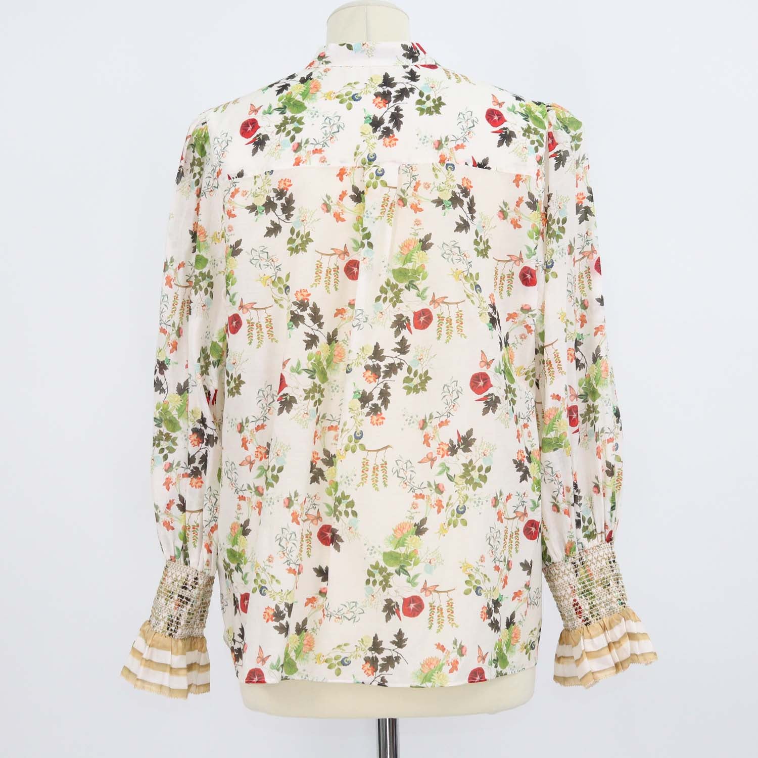 Alice + Olivia Multicolor Cotton and Silk Printed V-Neck Blouse