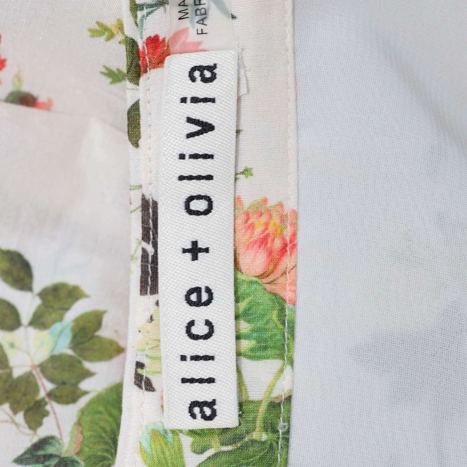 Alice + Olivia Multicolor Cotton and Silk Printed V-Neck Blouse