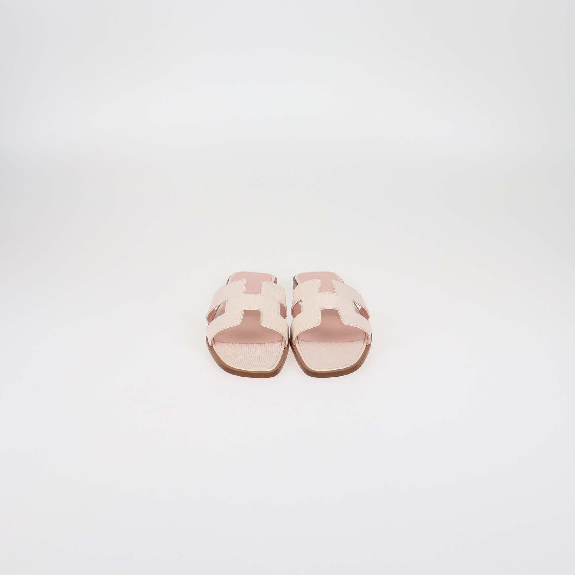 Hermes Bicolor Lizard Oran Sandals