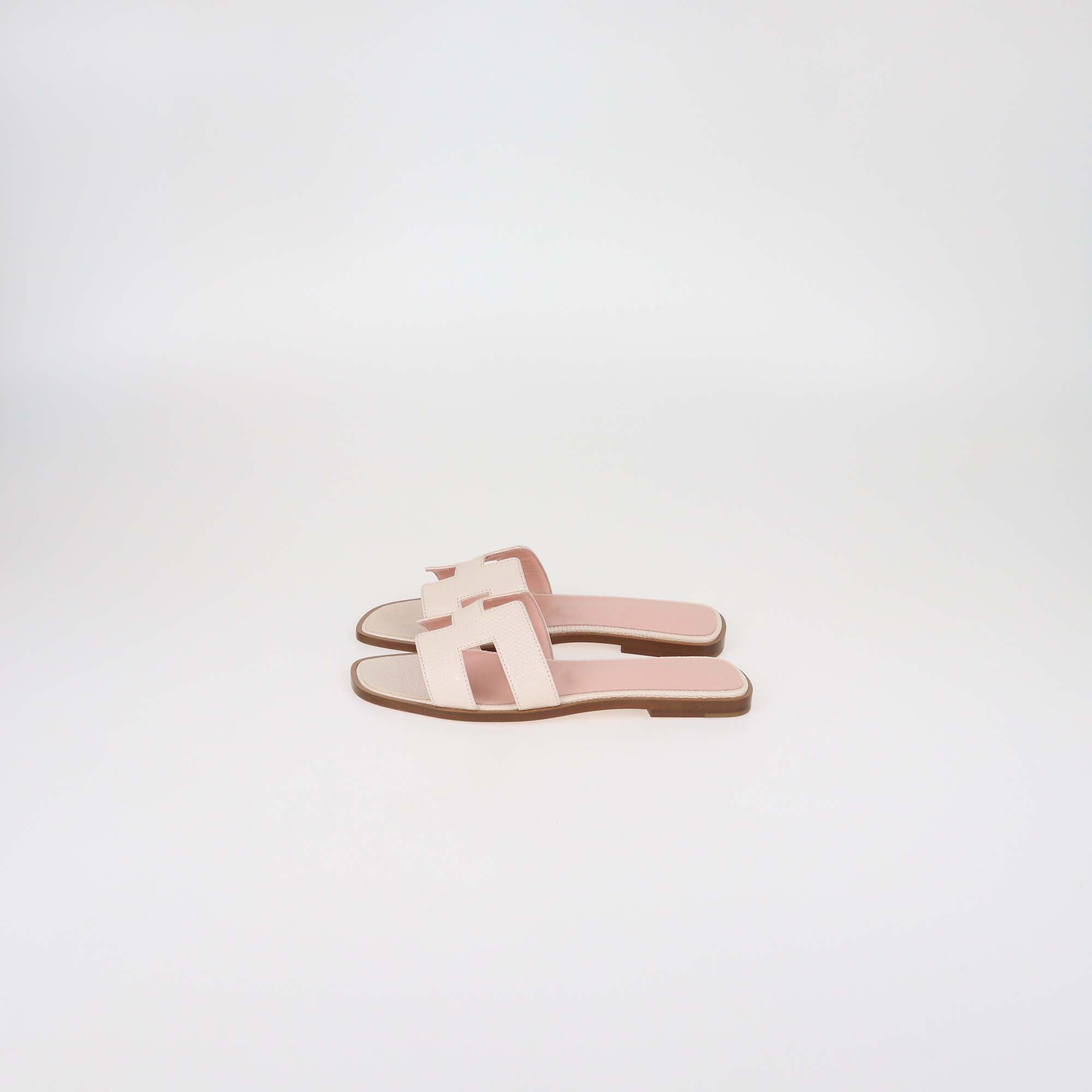 Hermes Bicolor Lizard Oran Sandals