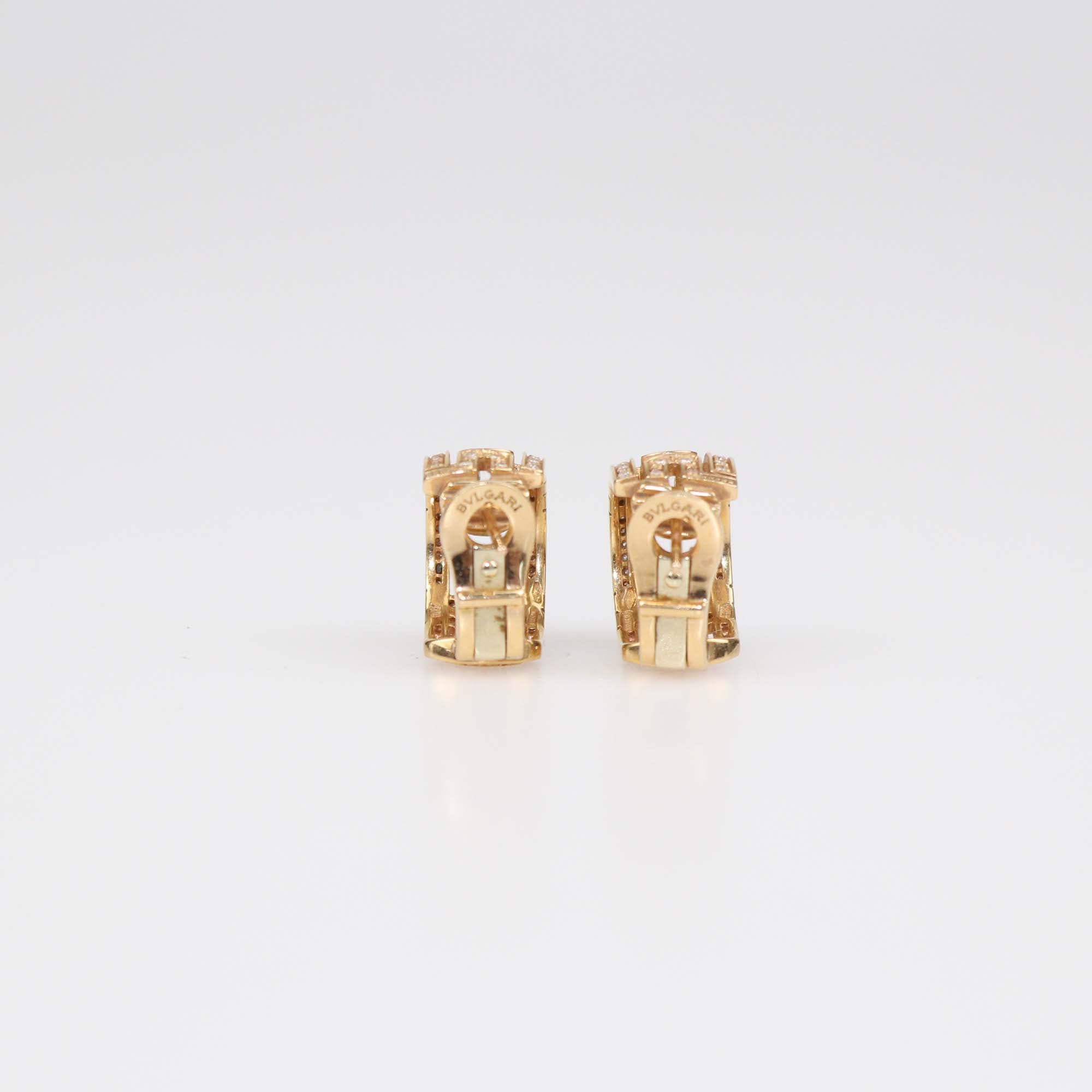 Bvlgari 18K Rose Gold Diamond Parentesi Huggie Hoop Earrings