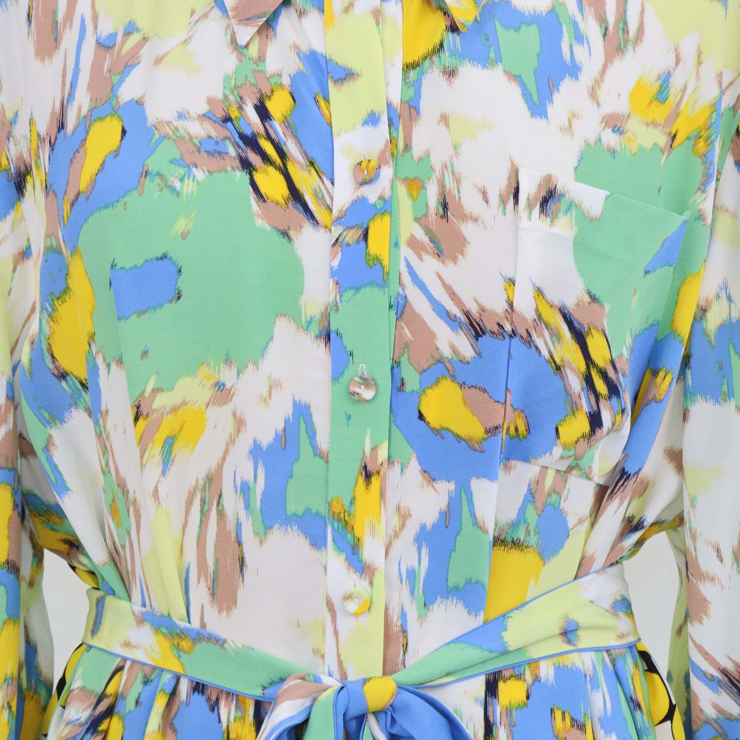 Diane Von Furstenberg Multicolor Viscose Printed Crepe Belted Midi Dress