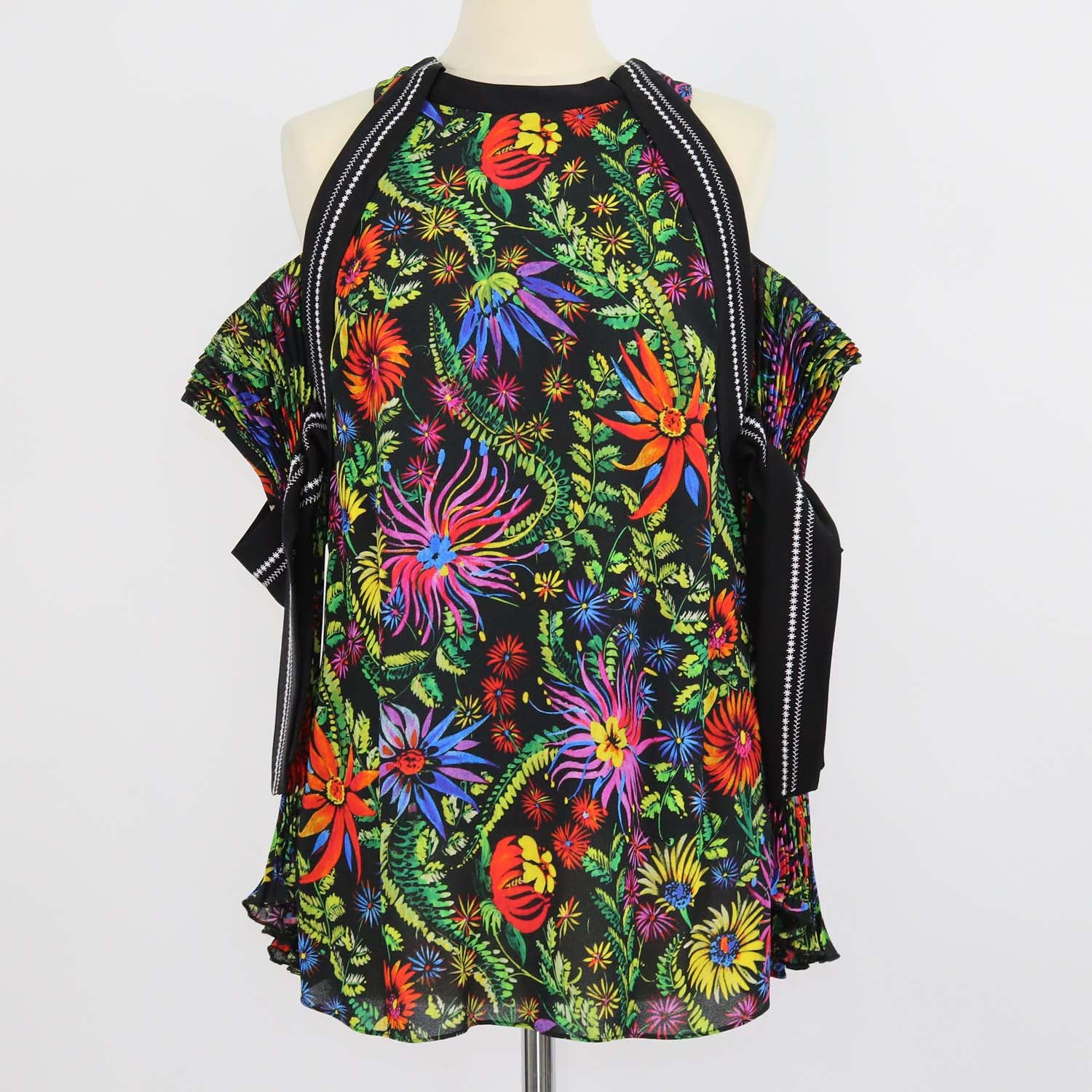 3.1 Phillip Lim Multicolor Blend Viscose Floral Print Cold-Shoulder Top