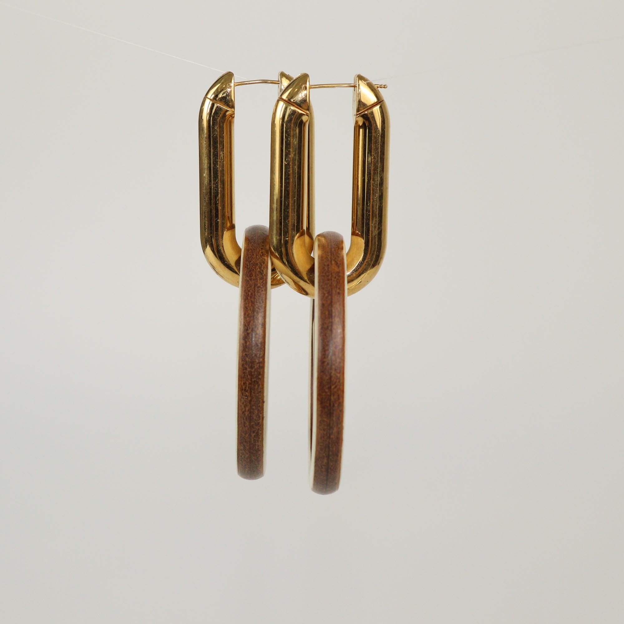 Fendi White/Gold Tone F is Fendi Drop Hoop Earrings Womens Fendi