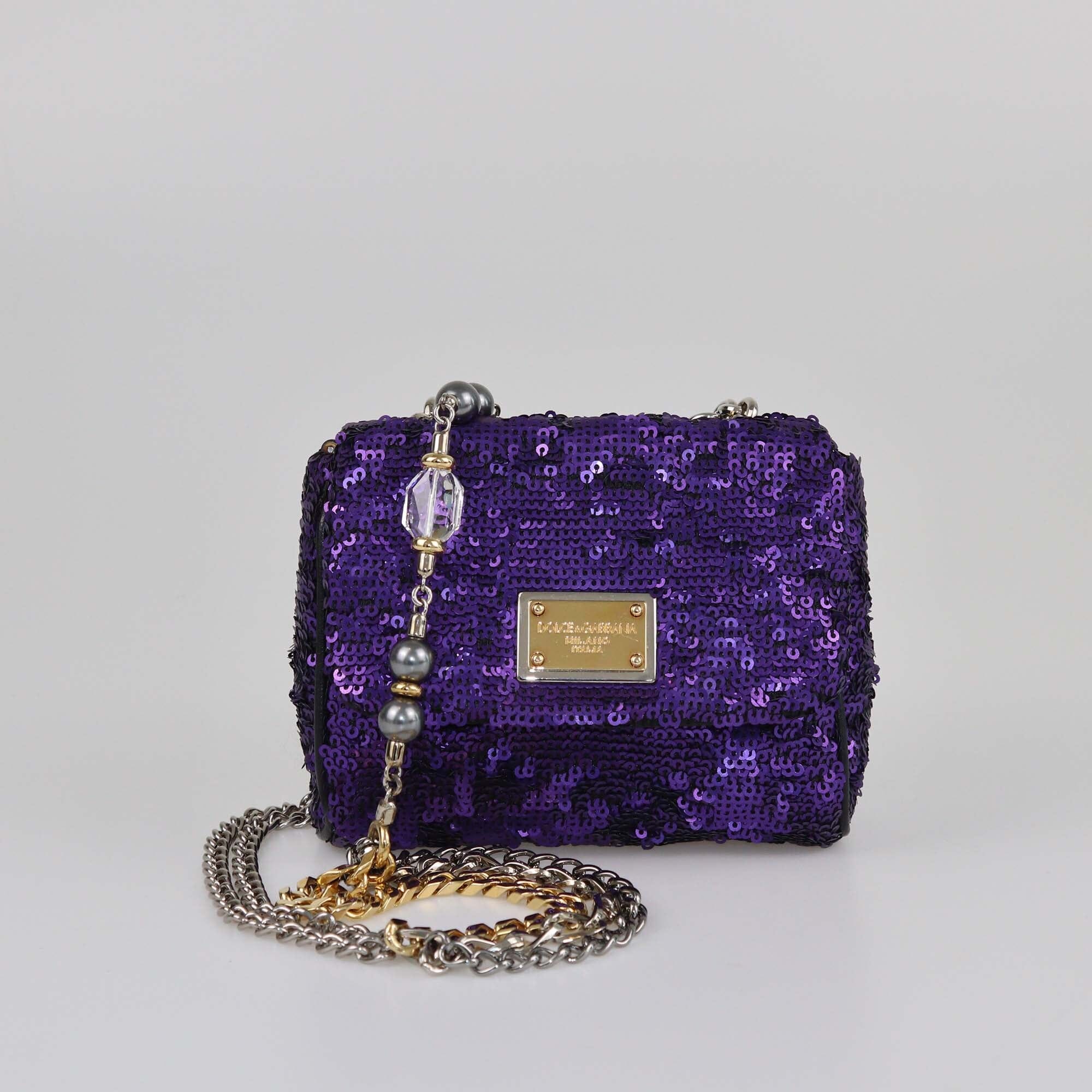 Dolce & Gabbana Purple Embellished Mini Miss Charles Shoulder Bag Womens Dolce & Gabbana