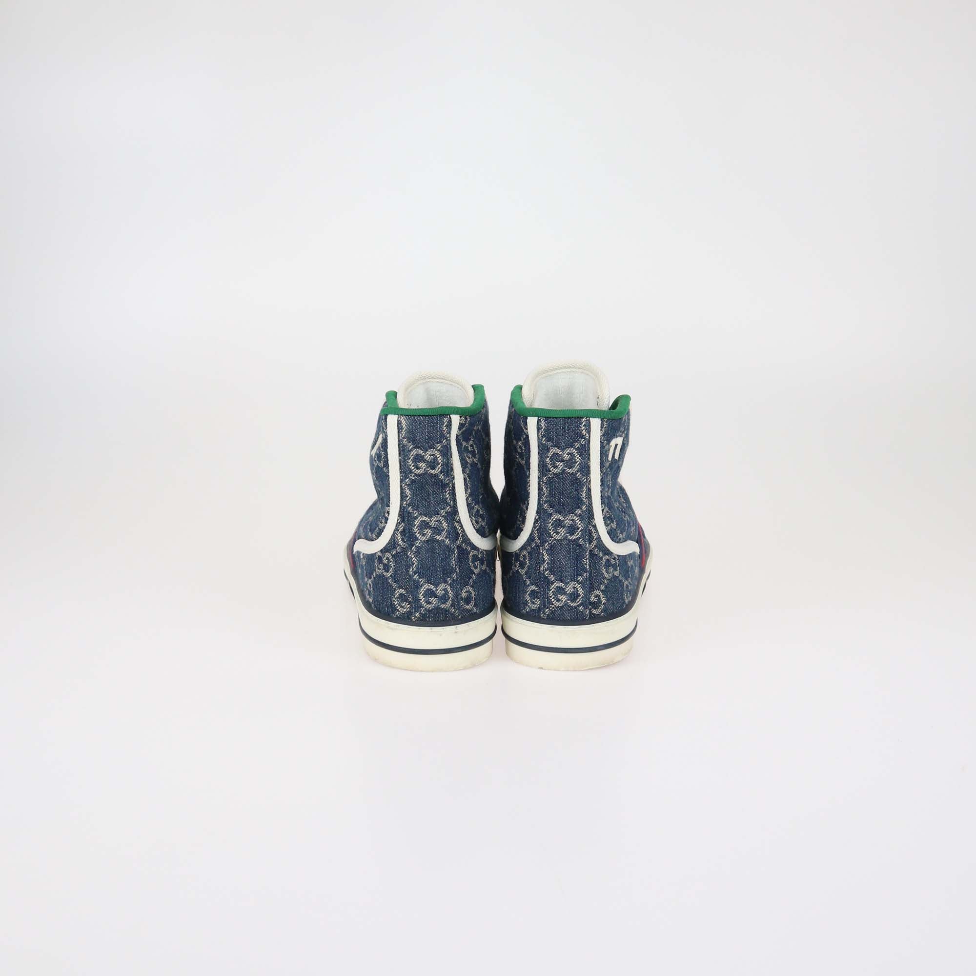 Gucci Blue GG Denim Tennis 1977 High Top Sneakers