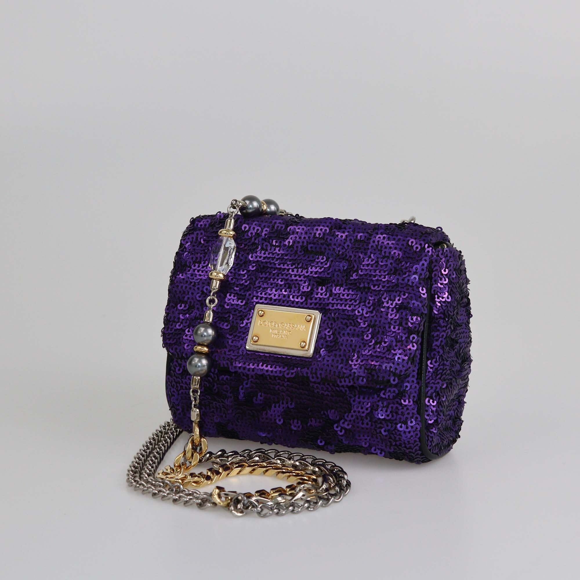 Dolce & Gabbana Purple Embellished Mini Miss Charles Shoulder Bag Womens Dolce & Gabbana