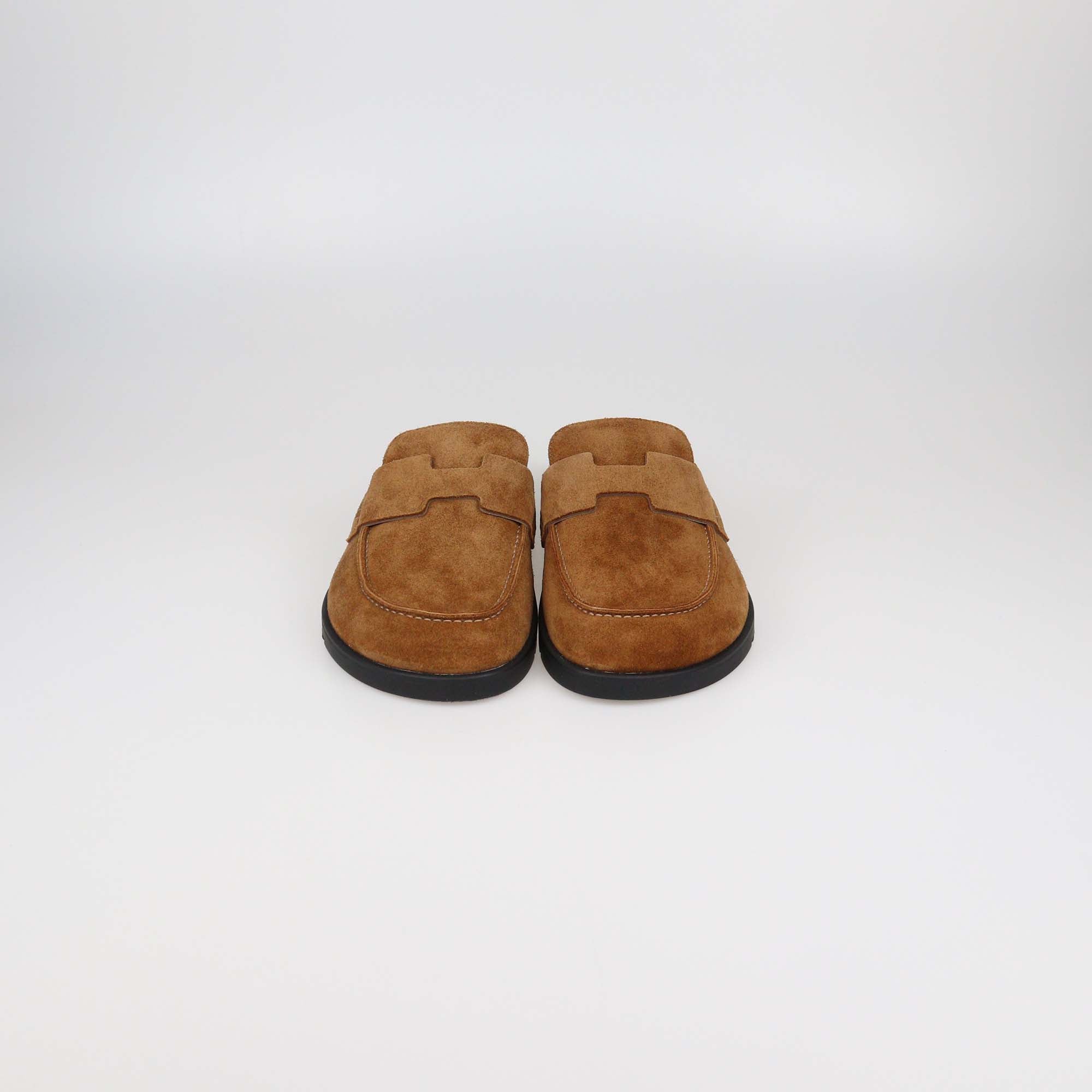 Hermes Brown Suede Go Mules