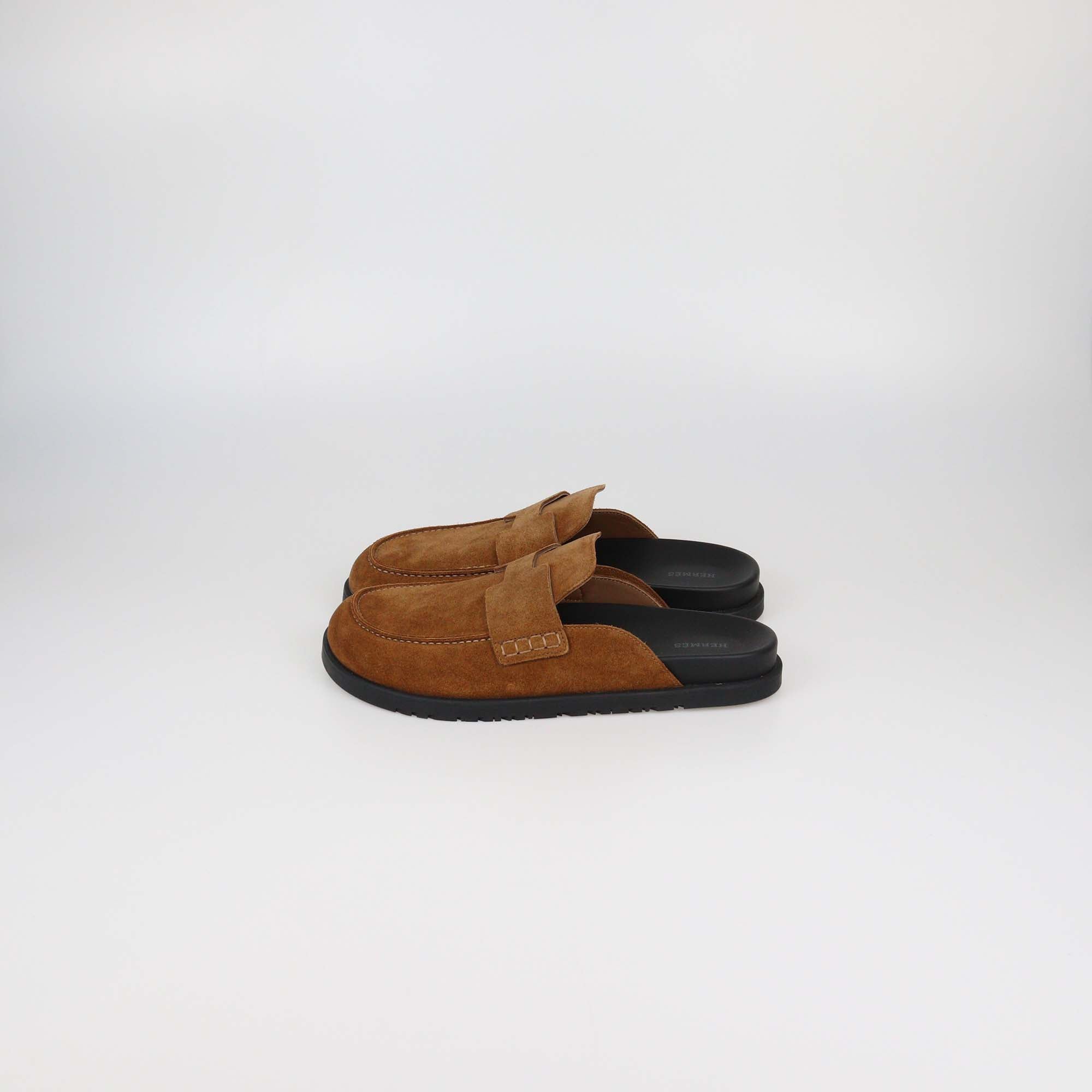 Hermes Brown Suede Go Mules