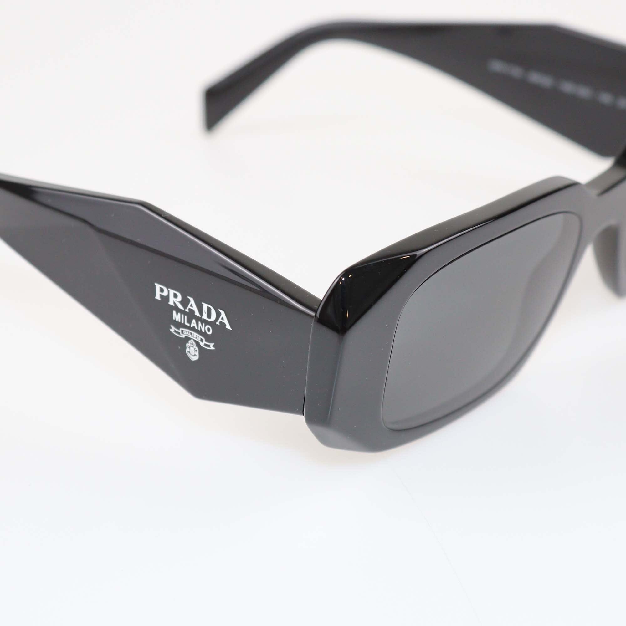 Prada Black/Dark Grey Symbole Rectangular Sunglasses Womens Prada