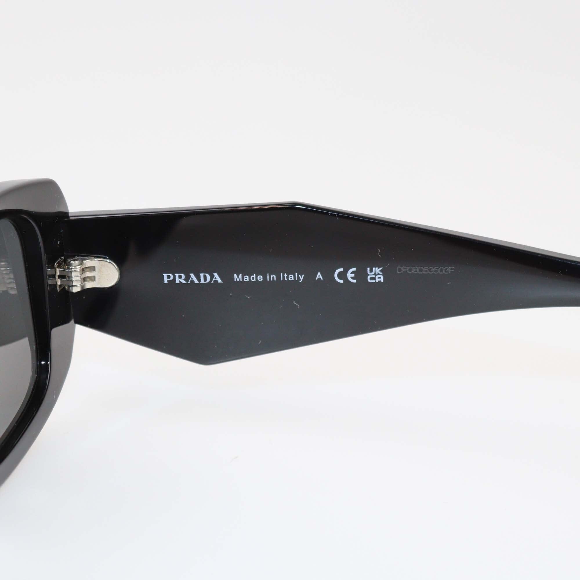 Prada Black/Dark Grey Symbole Rectangular Sunglasses Womens Prada