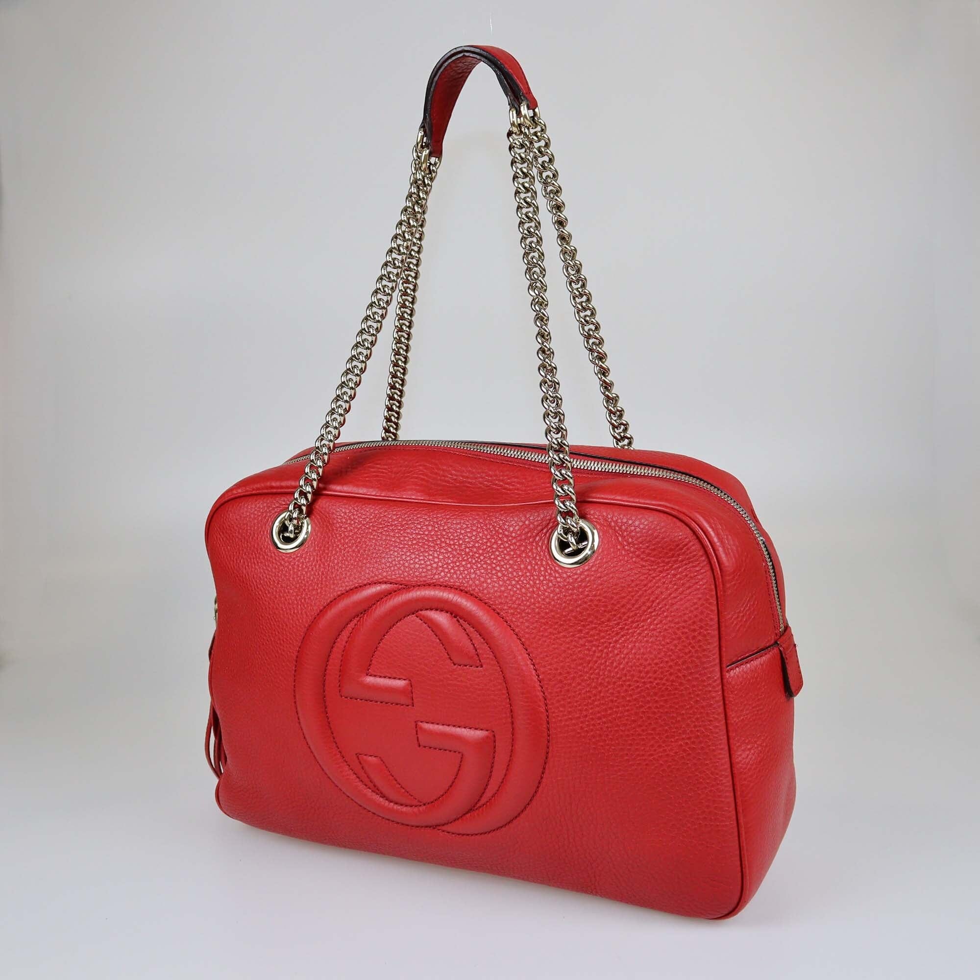 Gucci Red Large Soho Chain Bowler Bag Bags Gucci
