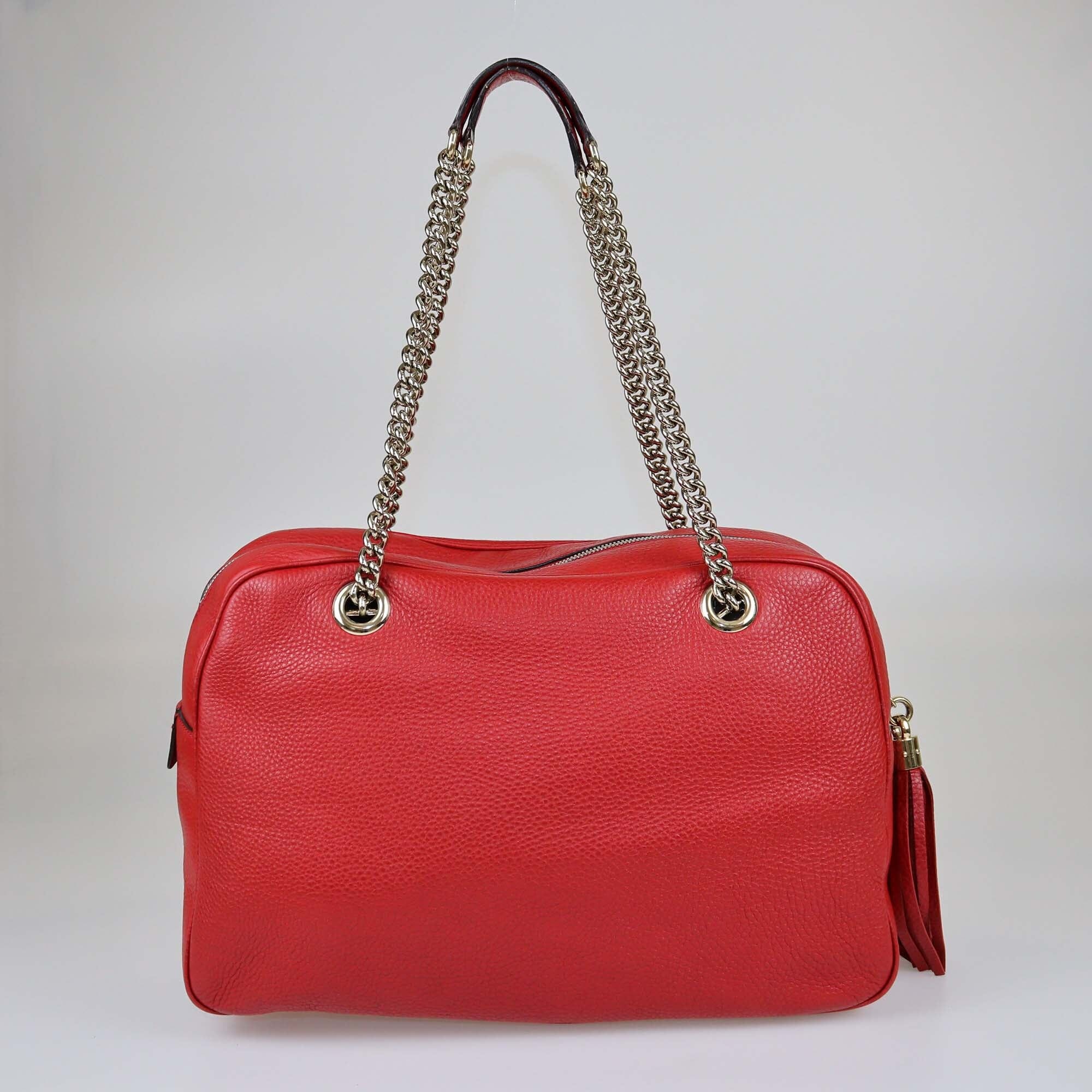 Gucci Red Large Soho Chain Bowler Bag Bags Gucci