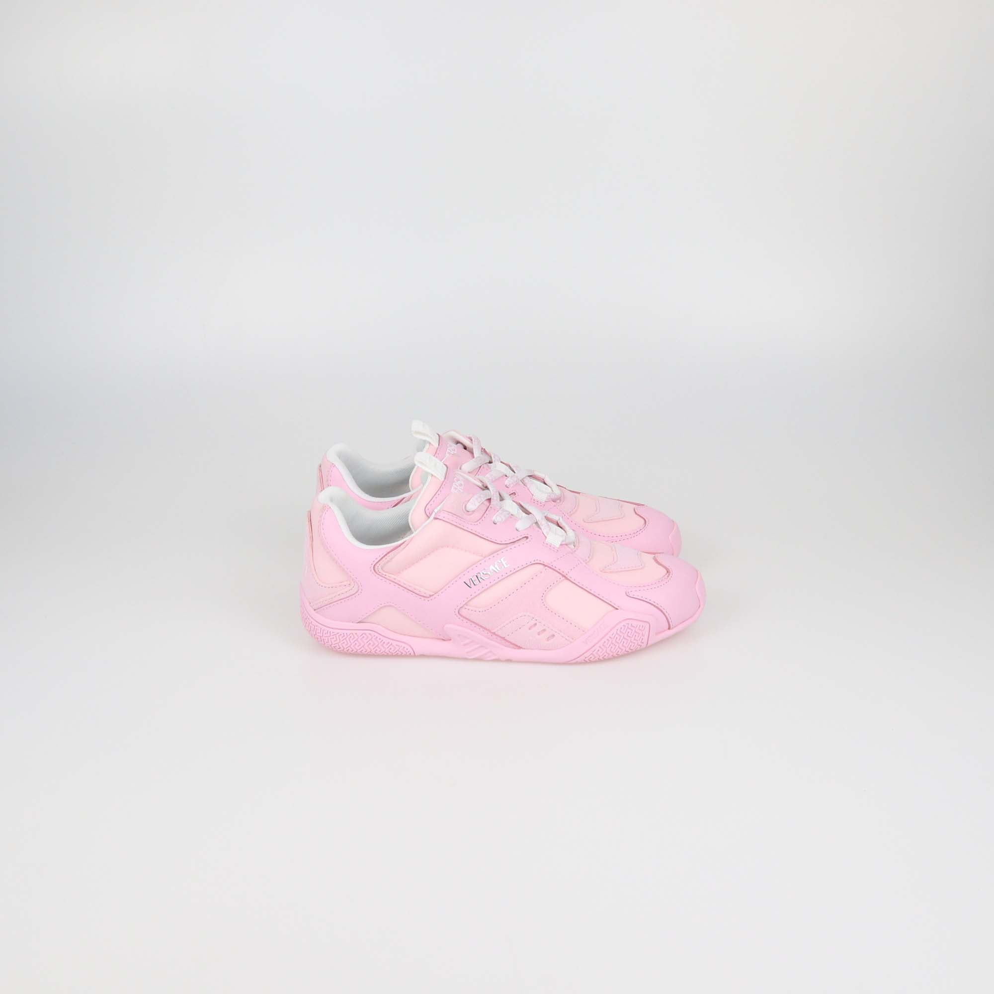 Versace Pink Leather and Nylon Galaxia Low Top Sneakers