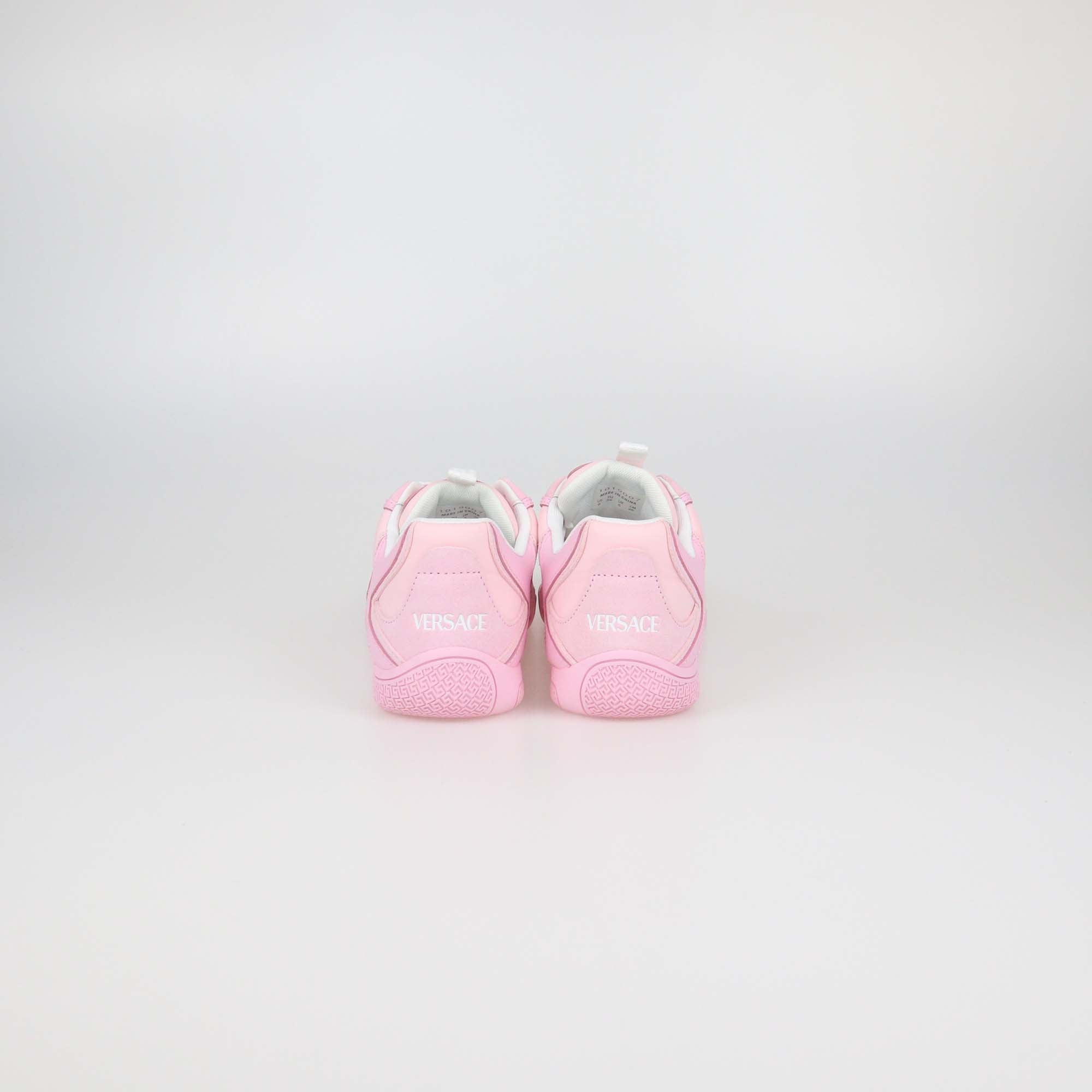 Versace Pink Leather and Nylon Galaxia Low Top Sneakers