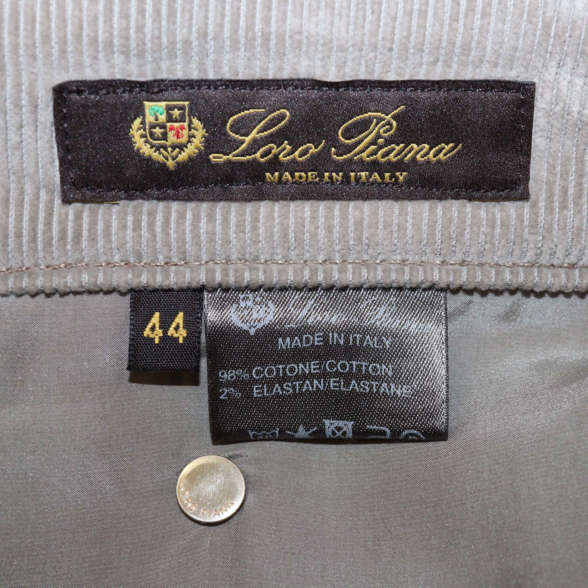 Loro Piana Dark Beige Cotton Blended Corduroy Straight Cut Trouser