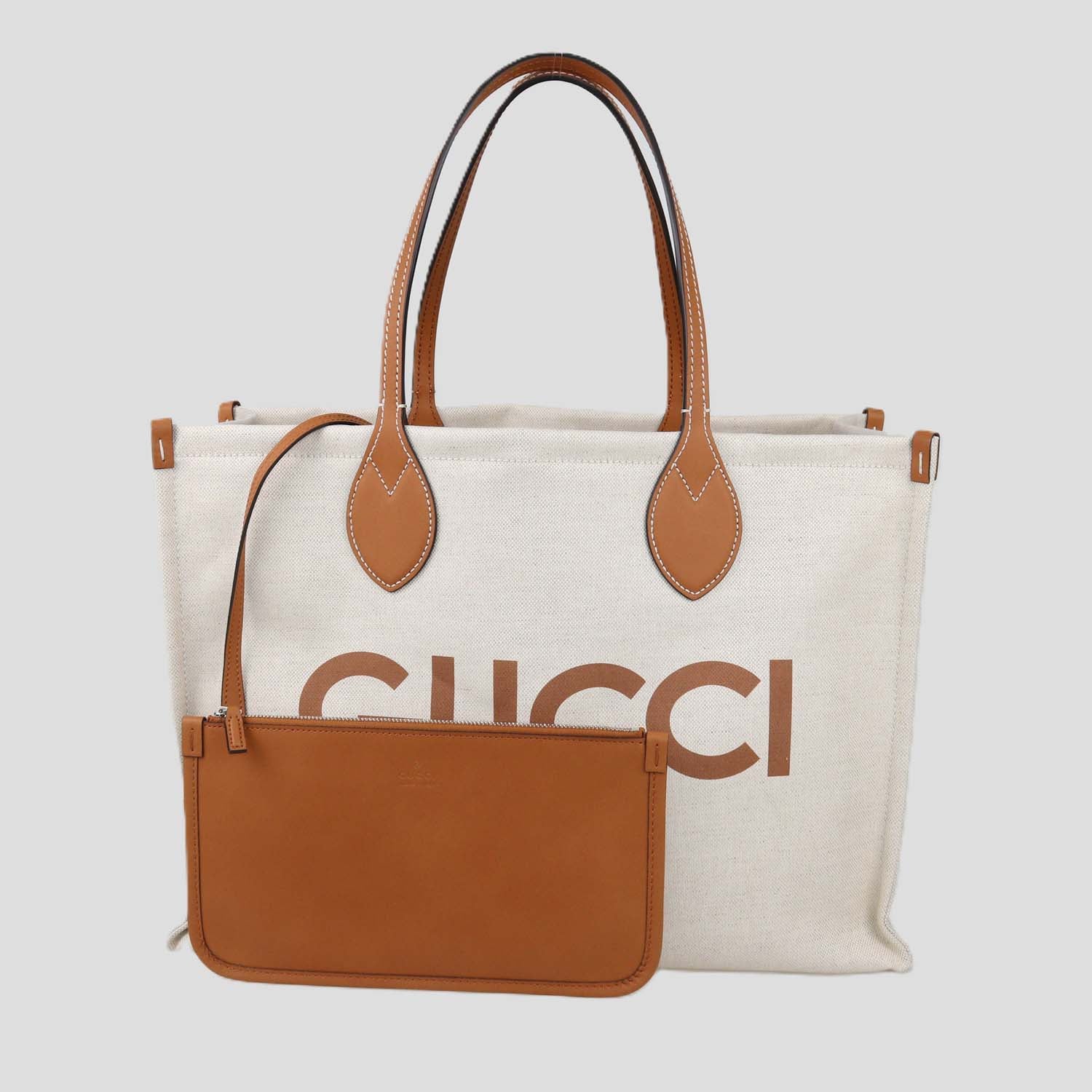 Gucci Beige/Tan Canvas Logo Print Tote