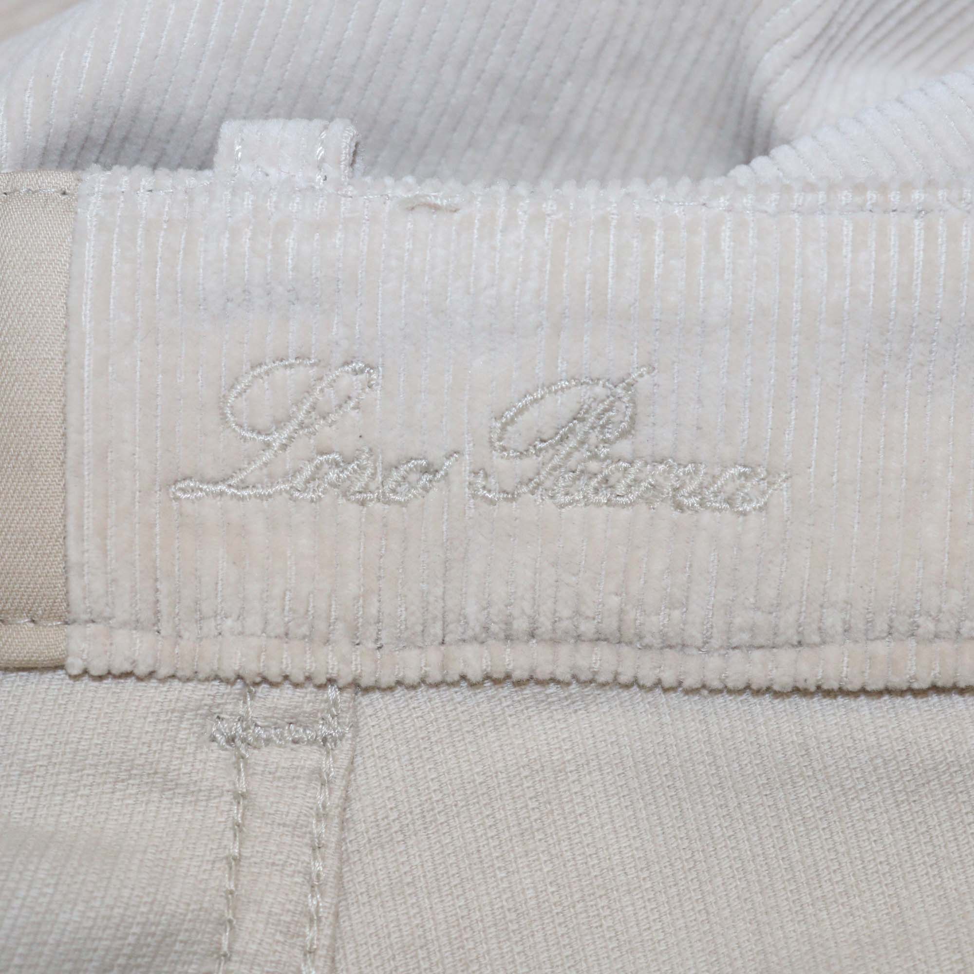 Loro Piana Light Beige Cotton Blended Corduroy Straight Cut Trouser