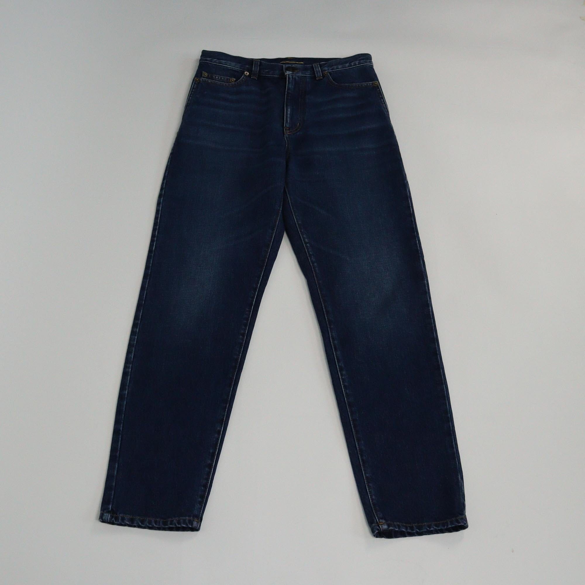 Saint Laurent Wash Blue Denim Straight Leg Pants Womens Saint Laurent