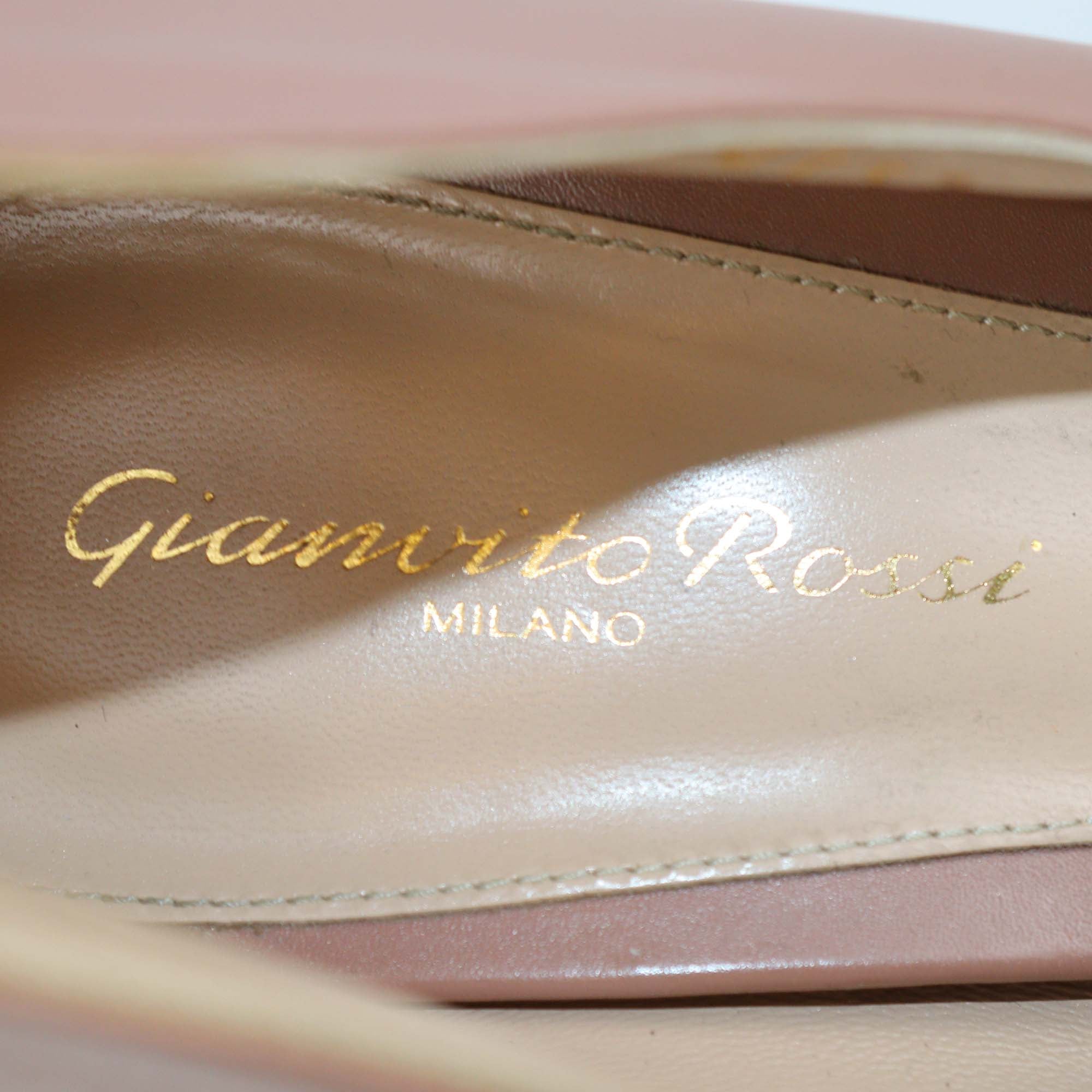 Gianvito Rossi Beige Leather Peep Toe Pumps