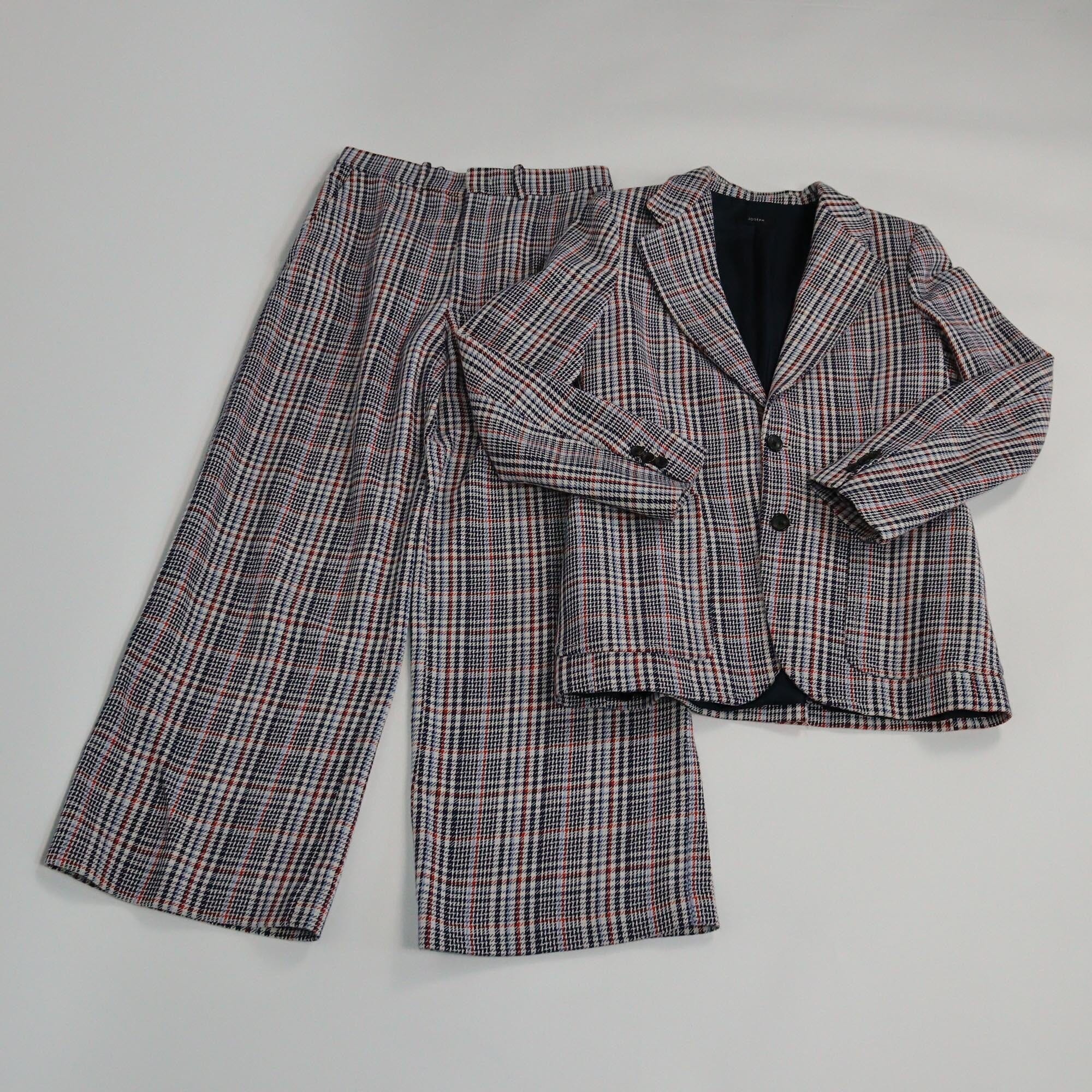 Joseph Multicolor Houndstooth Print Single Breasted Blazer & Wide Leg Pants Set Womens Joseph