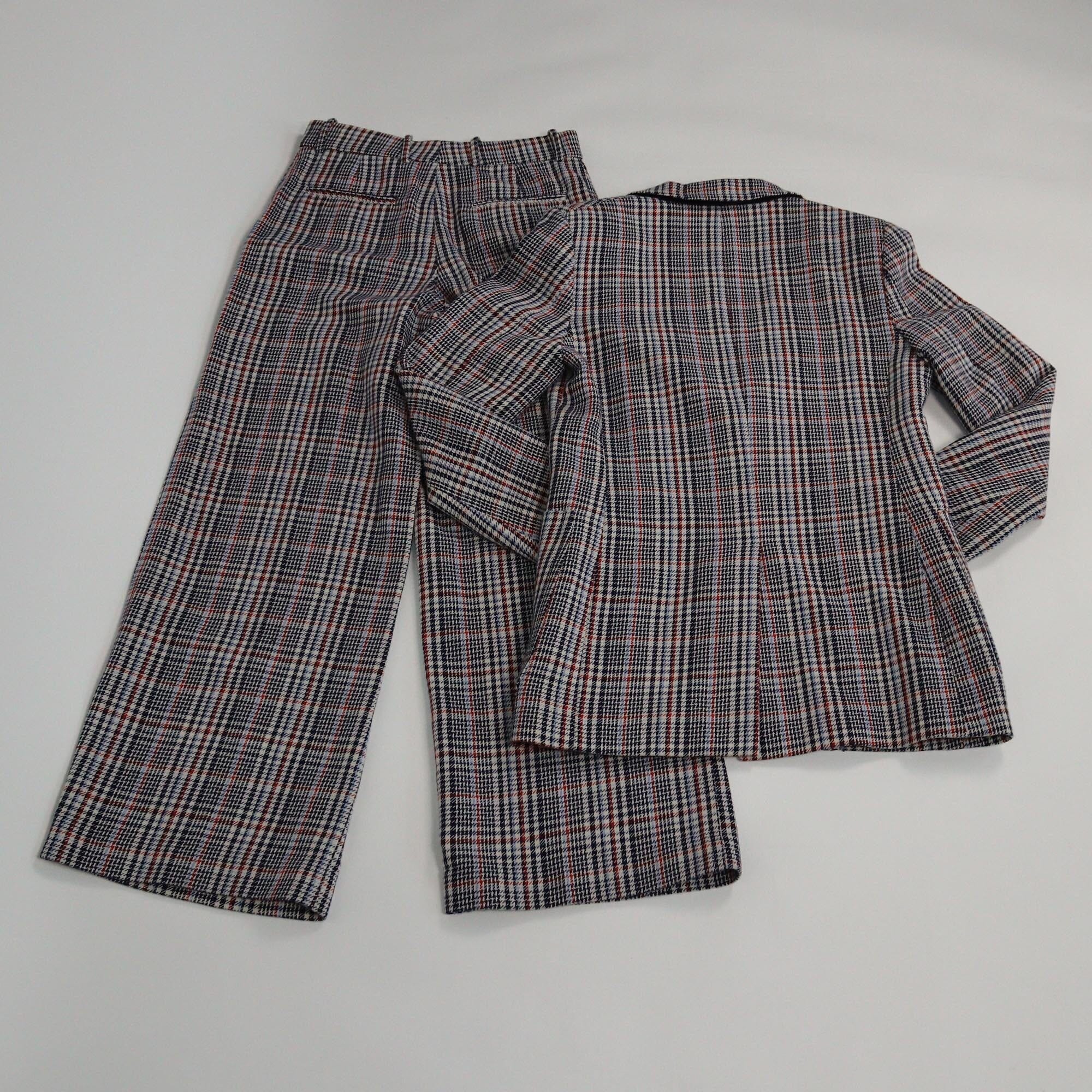 Joseph Multicolor Houndstooth Print Single Breasted Blazer & Wide Leg Pants Set Womens Joseph