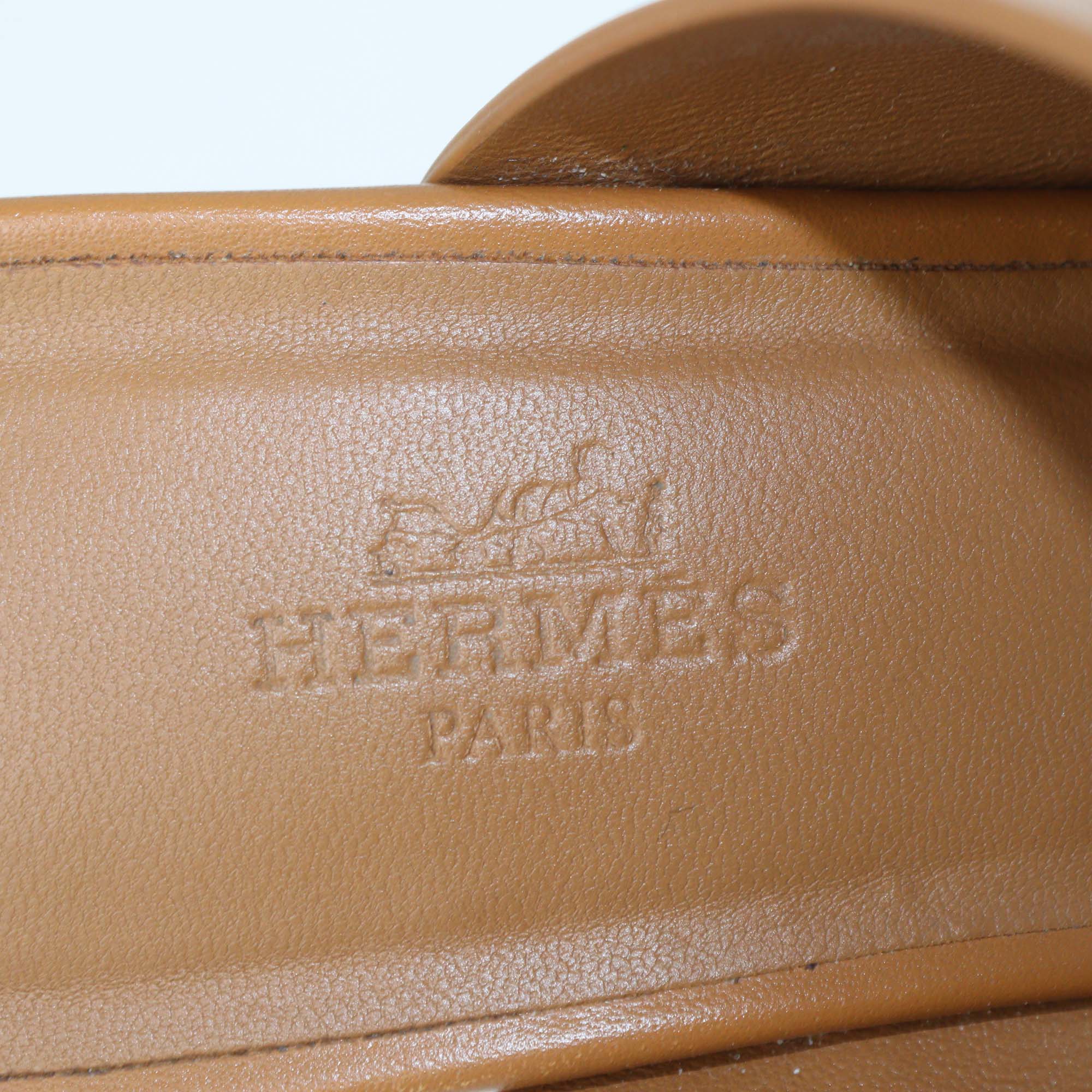 Hermes Naturel Leather Kute 60 Sandals