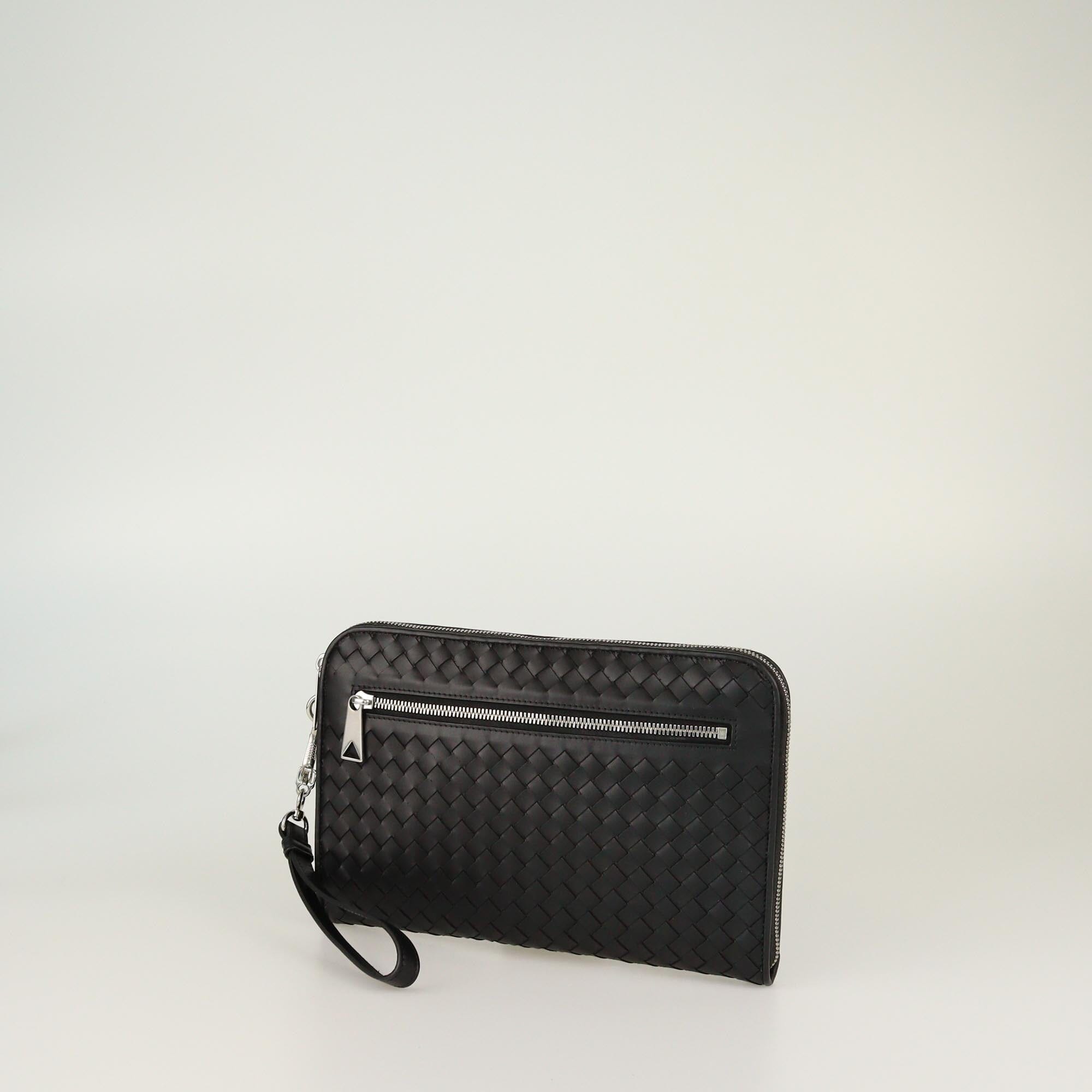 Bottega Veneta Black Intrecciato Document Case Clutch Mens Bottega Veneta