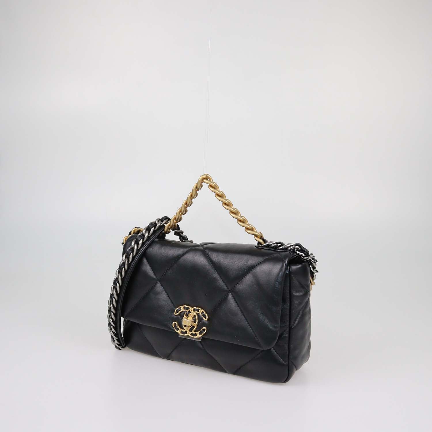 Chanel Black Quilted Leather Small 19 Flap Bag