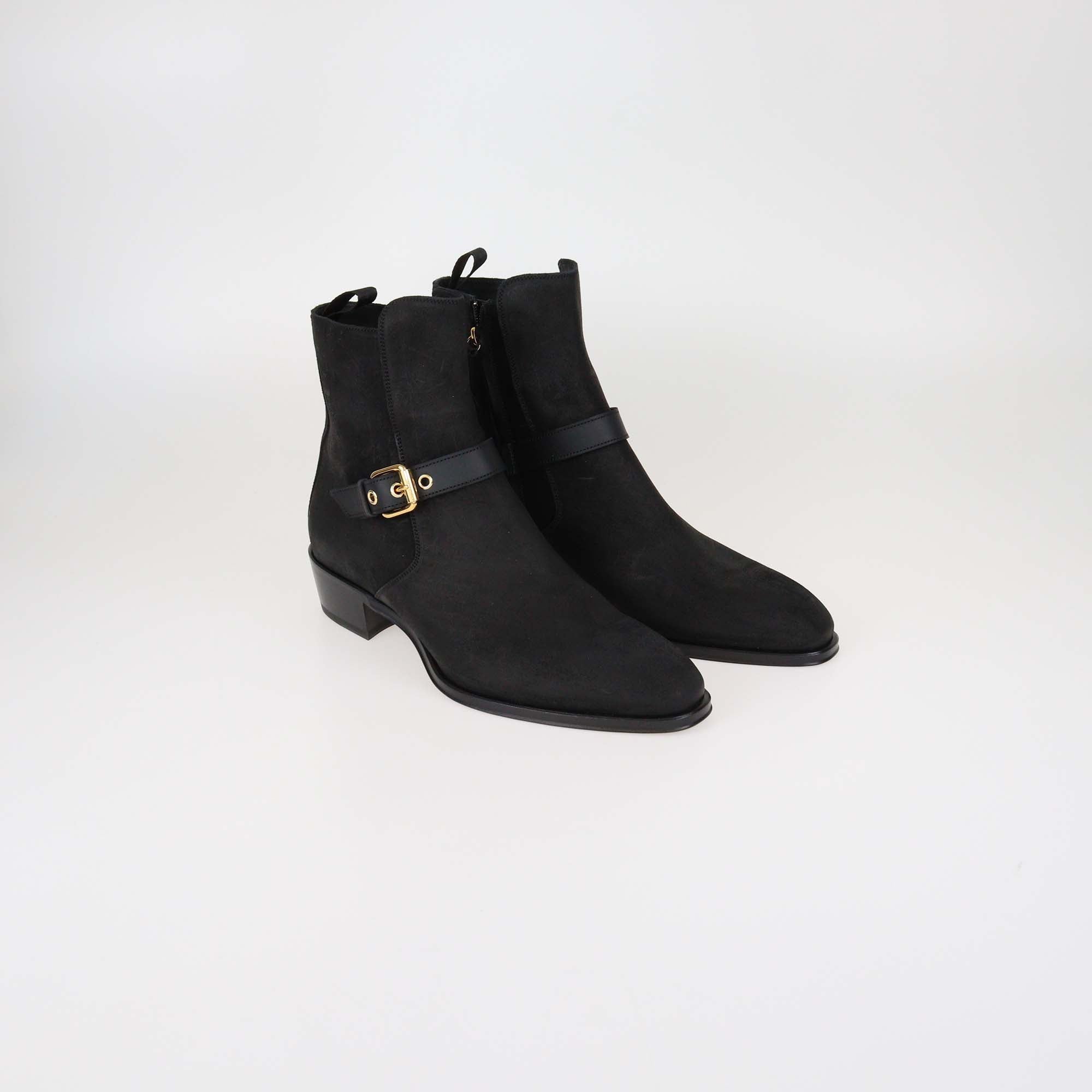 Guiseppe Zanotti Black Suede Chacago 40 Ankle Boots