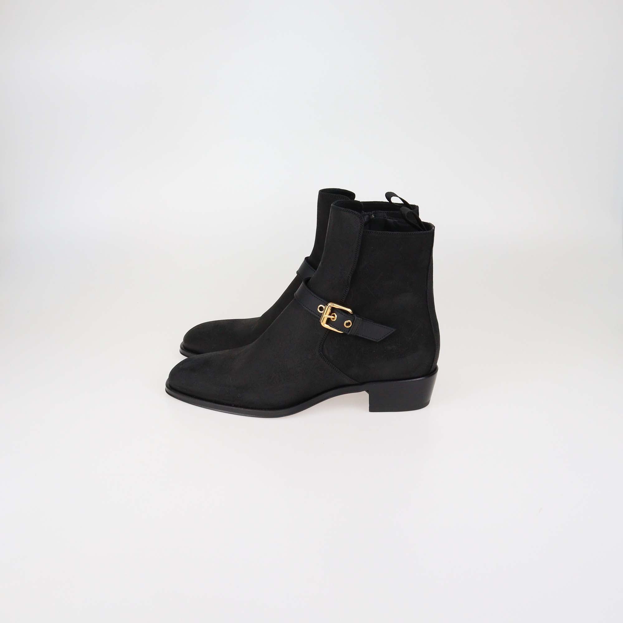Guiseppe Zanotti Black Suede Chacago 40 Ankle Boots
