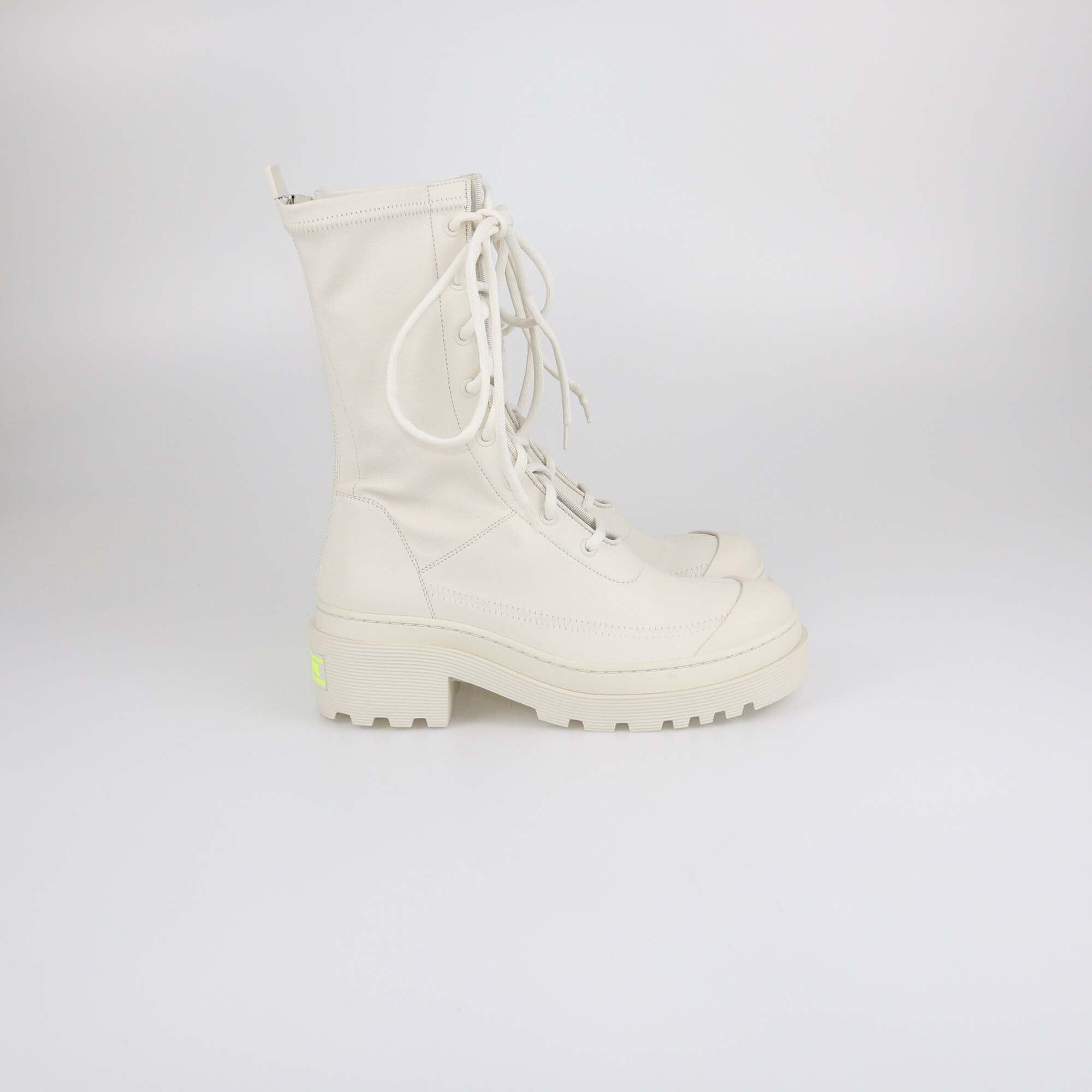 Christian Dior Off White Arcade Lace Up Combat Boots Womens Christian Dior