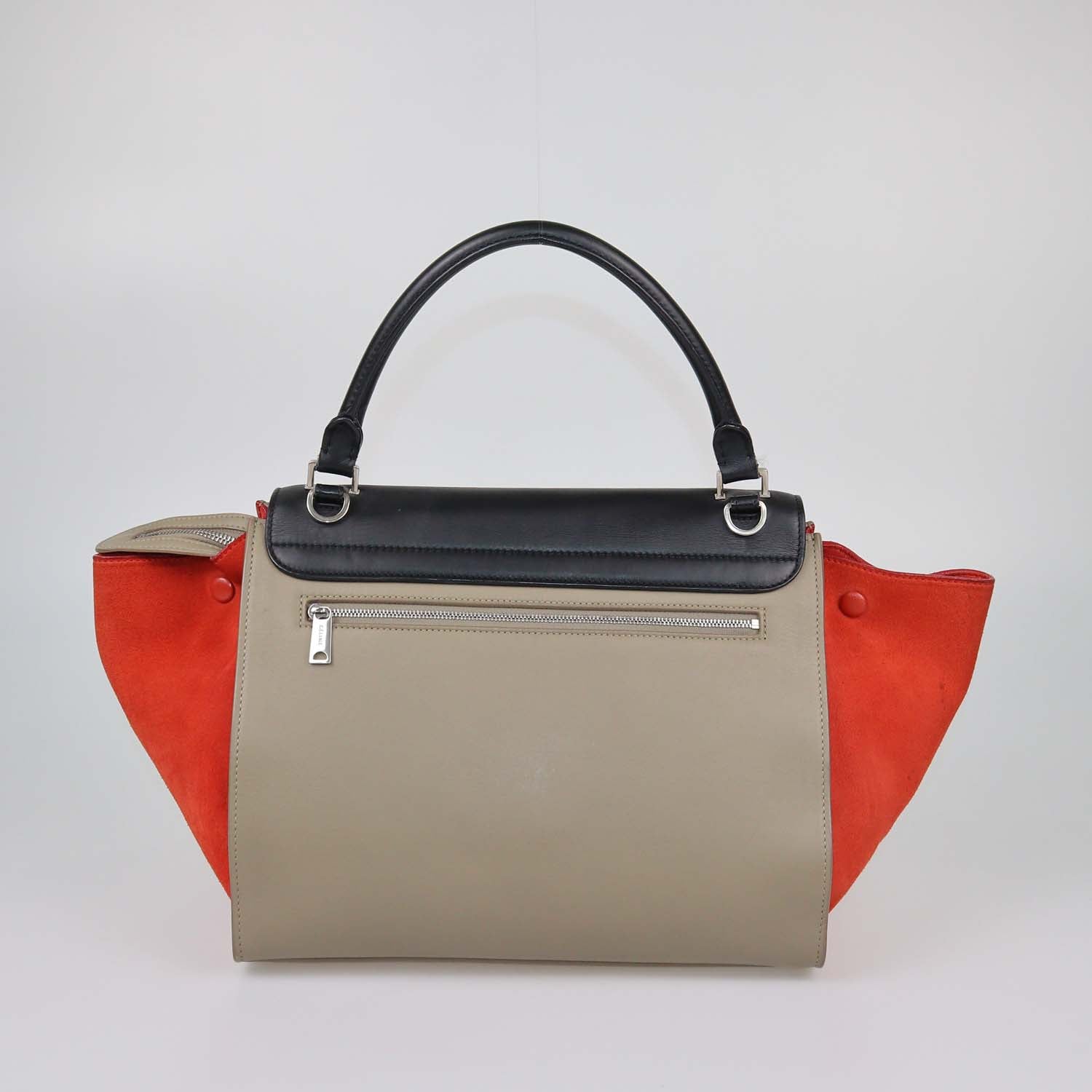 Celine Tricolor Leather and Suede Medium Trapeze Bag