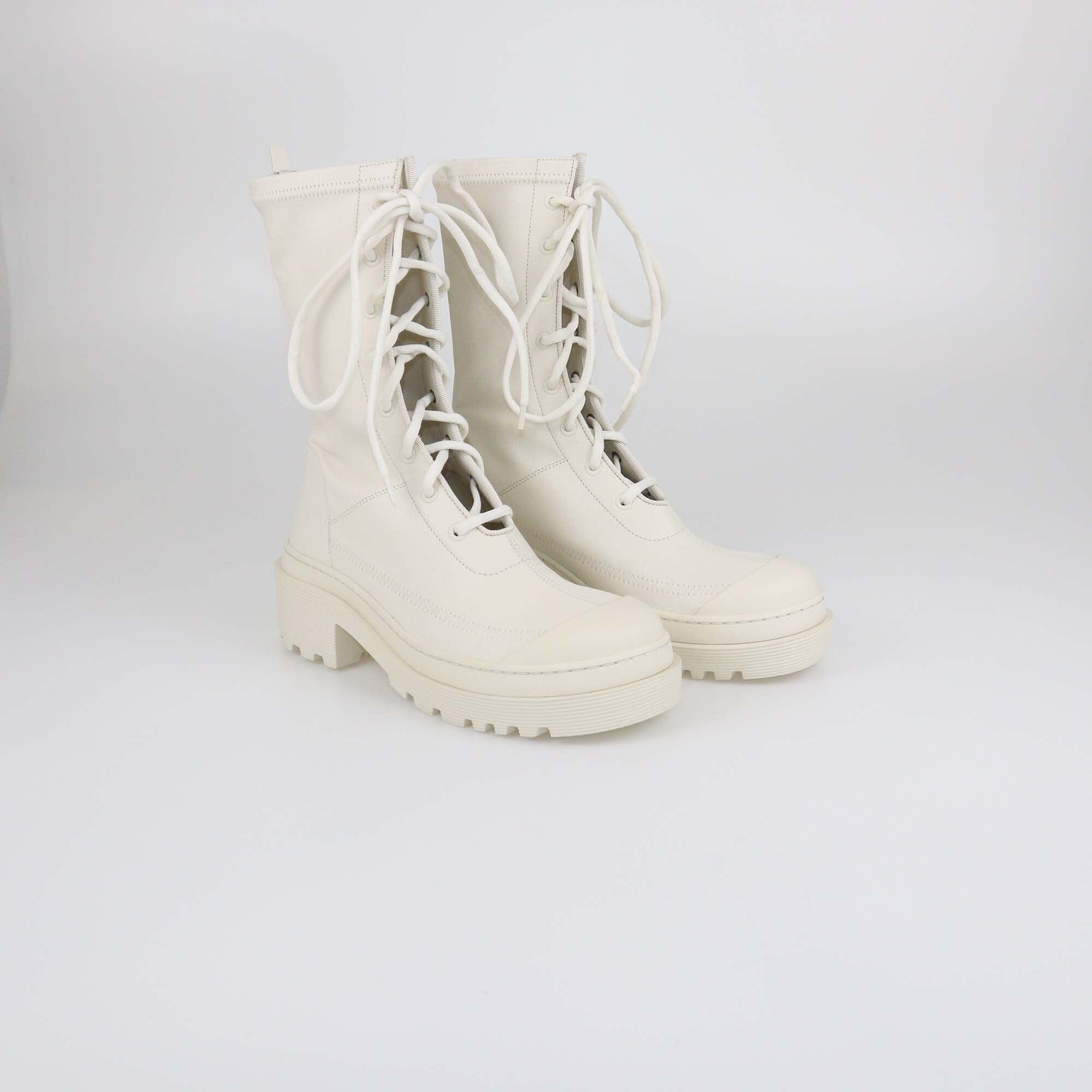 Christian Dior Off White Arcade Lace Up Combat Boots Womens Christian Dior