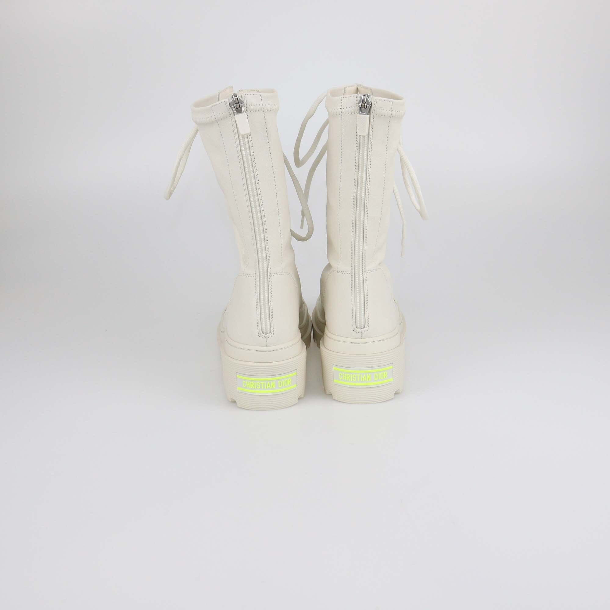 Christian Dior Off White Arcade Lace Up Combat Boots Womens Christian Dior