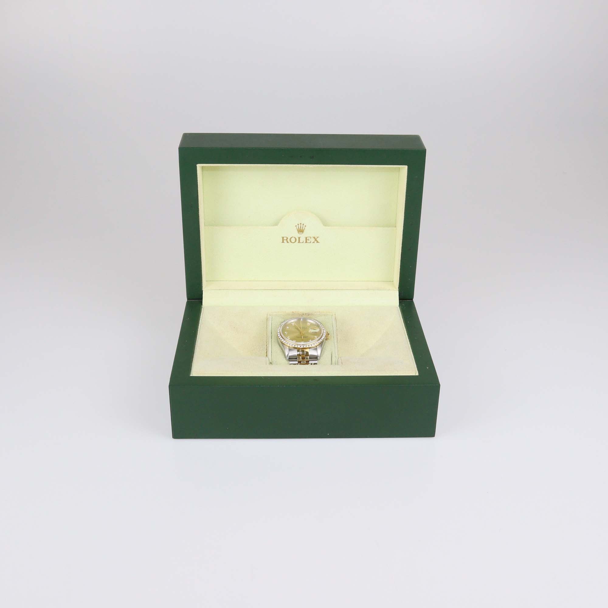 Rolex 18K Yellow Gold Stainless Steel Champagne Dial Diamond Datejust 36 mm Watch